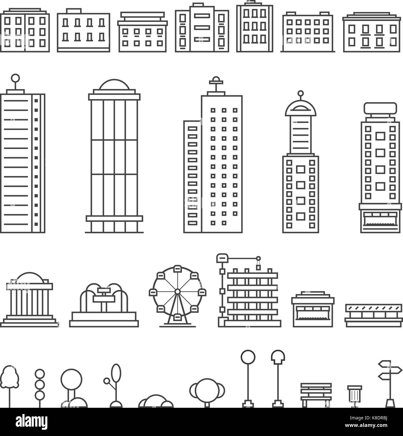 black thin line city elements Stock Vector Image & Art - Alamy