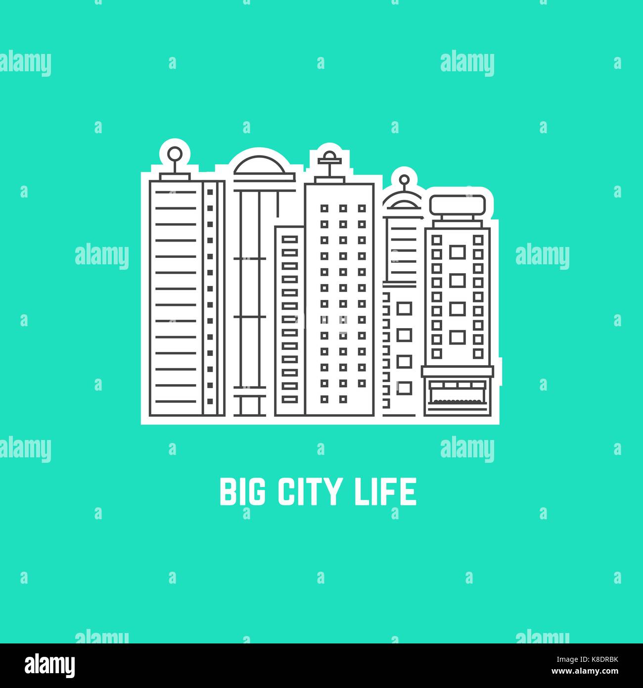 big city life with outline skyscrapers Stock Vector Image & Art - Alamy