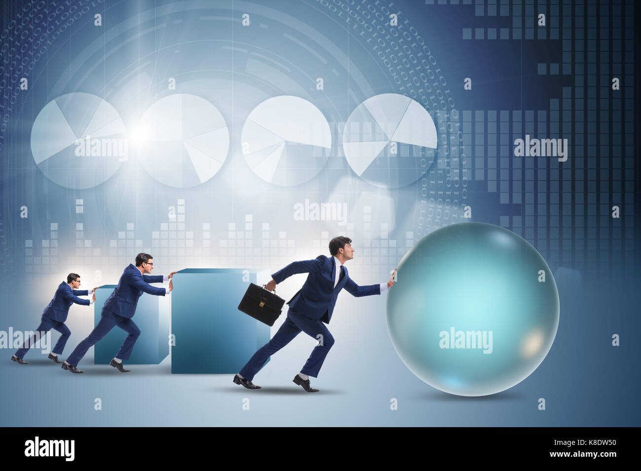 Businessman in competition rivalry concept beating rivals Stock Photo