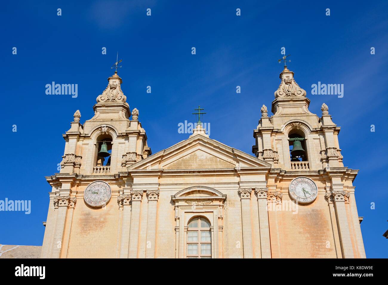 St Pauls Cathedral bell tower also known as Mdina Cathedral, Mdina ...