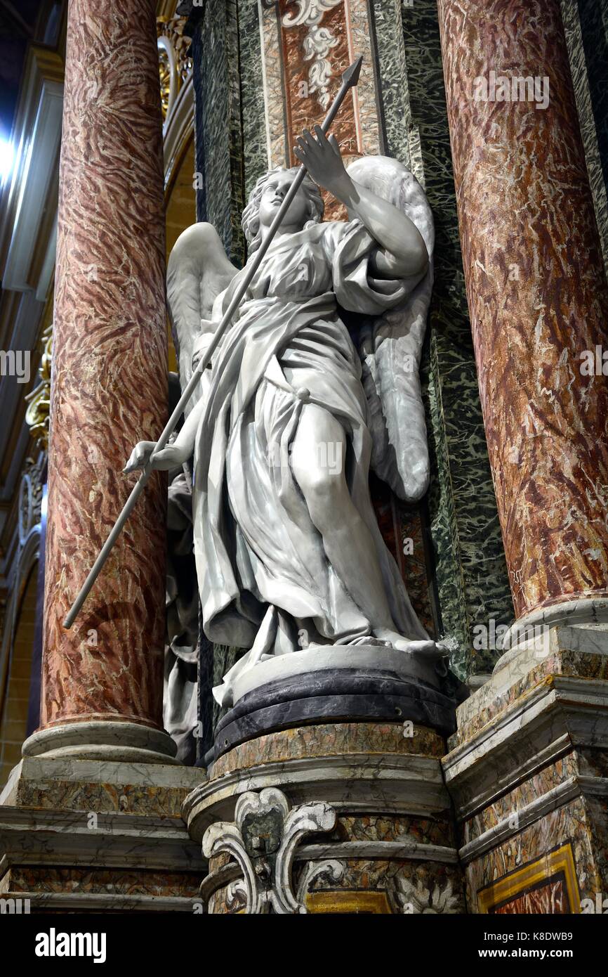 Statue of the Archangel Michael inside St Pauls Cathedral also known as Mdina Cathedral, Mdina, Malta, Europe. Stock Photo