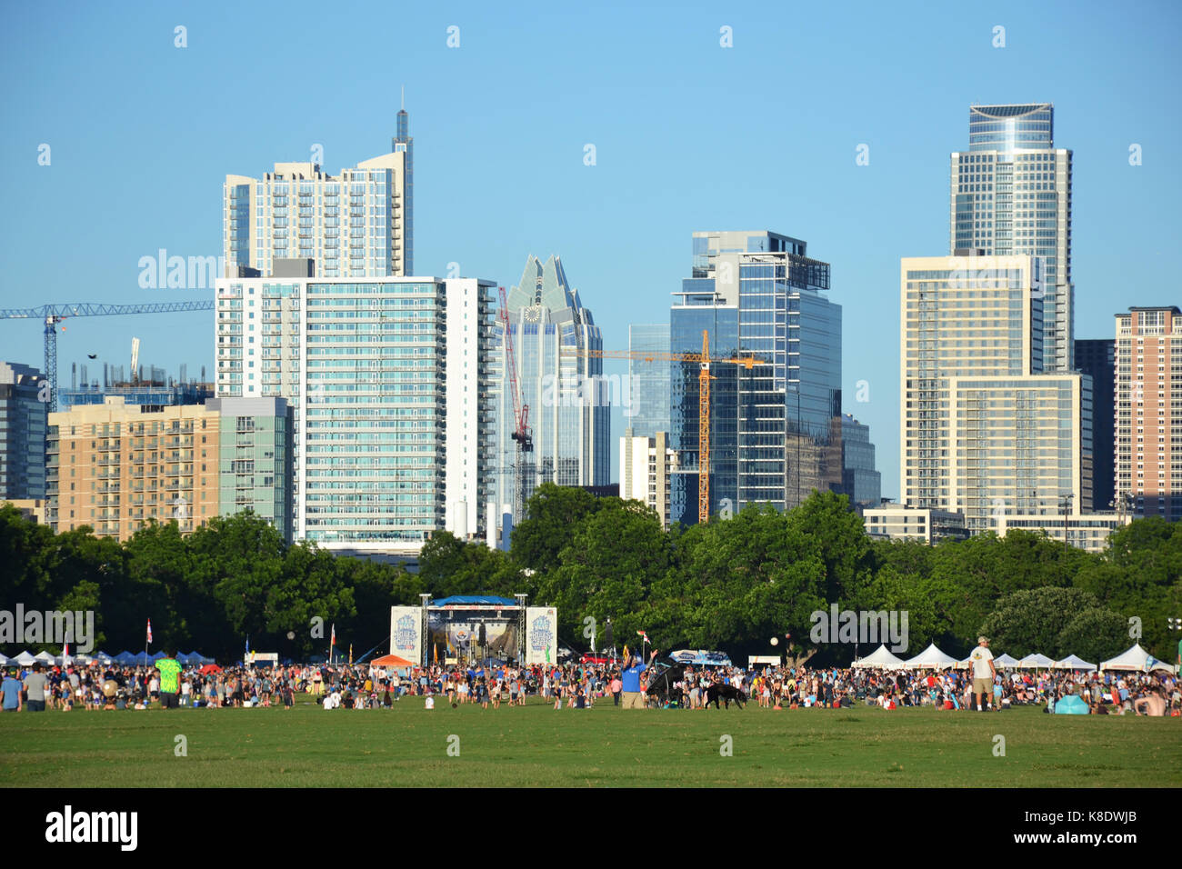 Open-air concert in park, downtown Austin, Texas Stock Photo