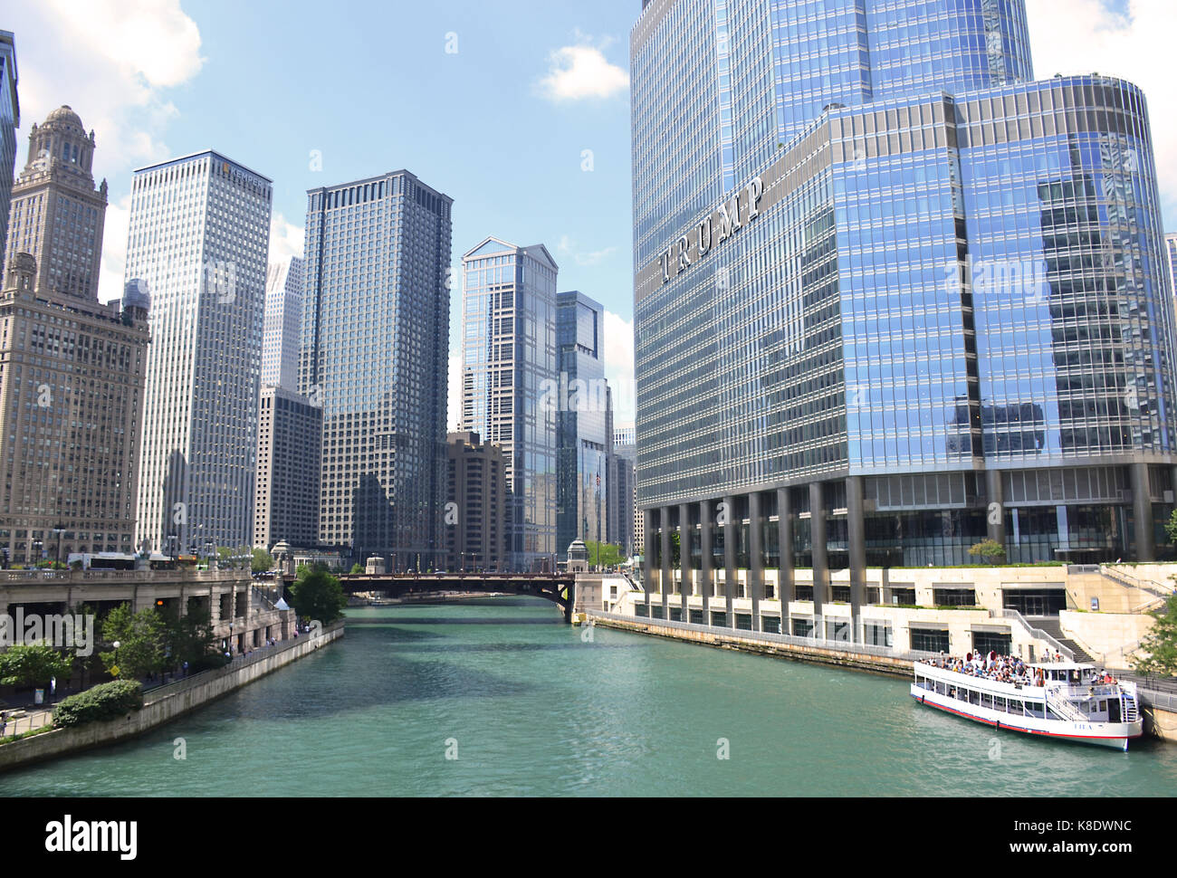 Chicago River and downtown Chicago, Illinois Stock Photo