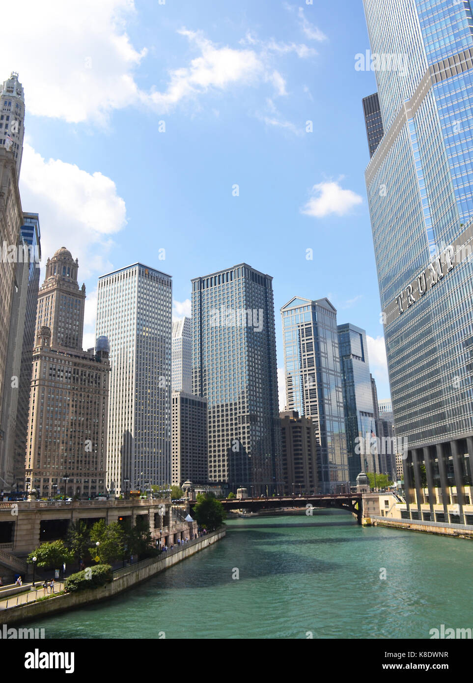 Chicago River and downtown Chicago, Illinois Stock Photo