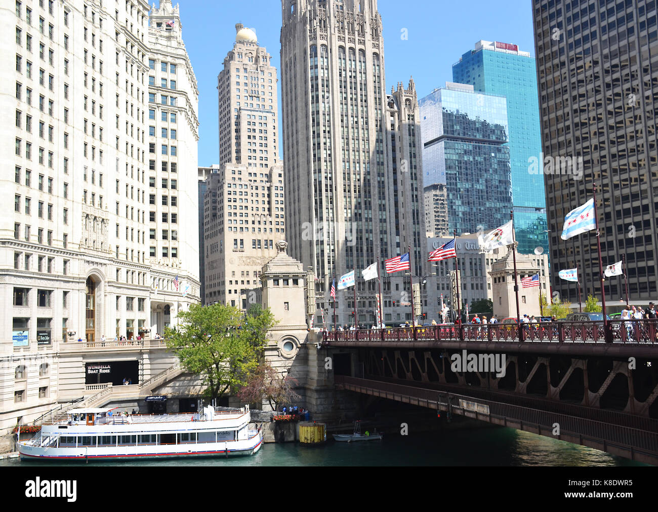 Chicago River and downtown Chicago, Illinois Stock Photo