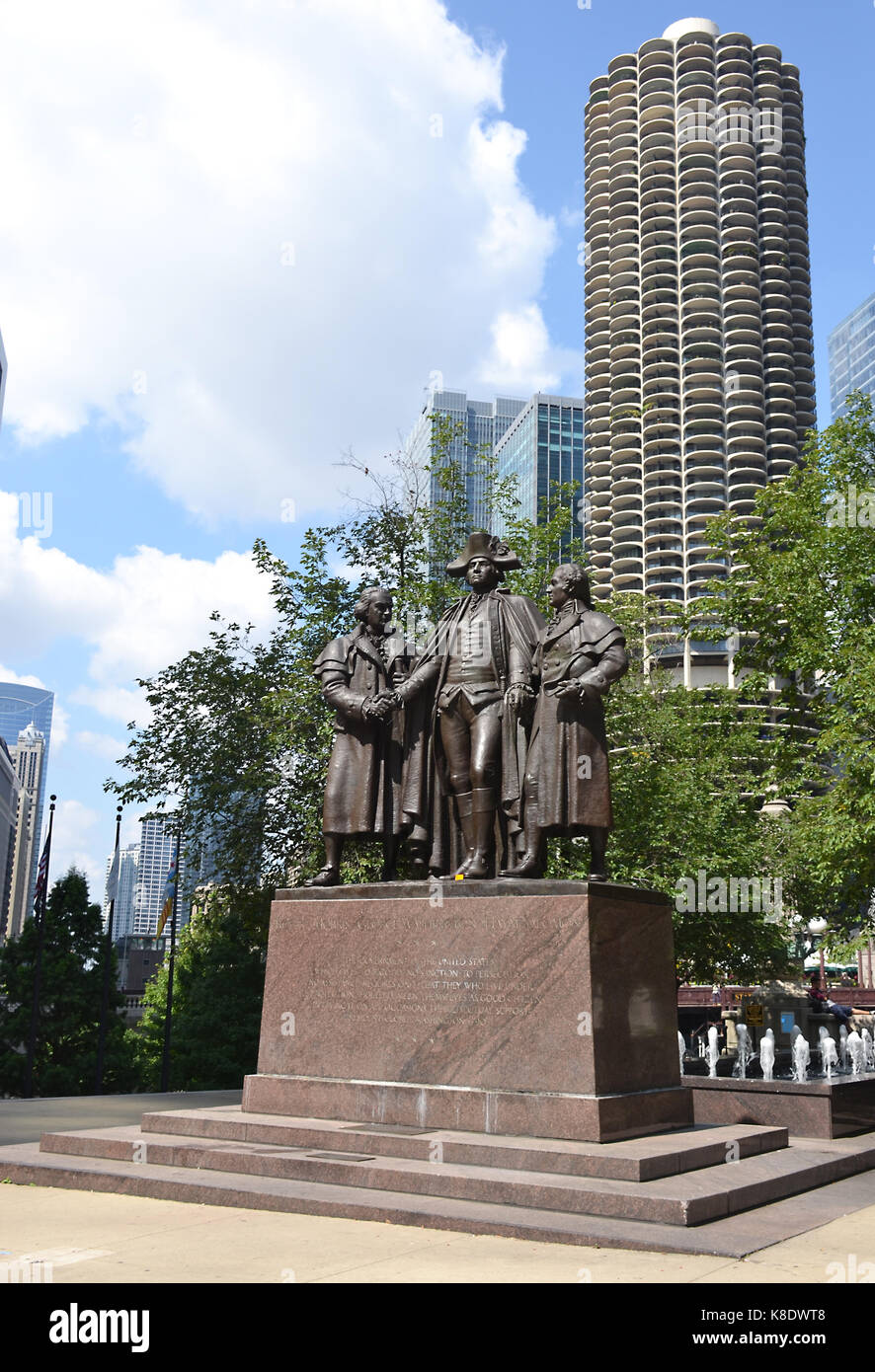 George Washington, Robert Morris, Haym Salomon Memorial statue, Chicago, Illinois Stock Photo