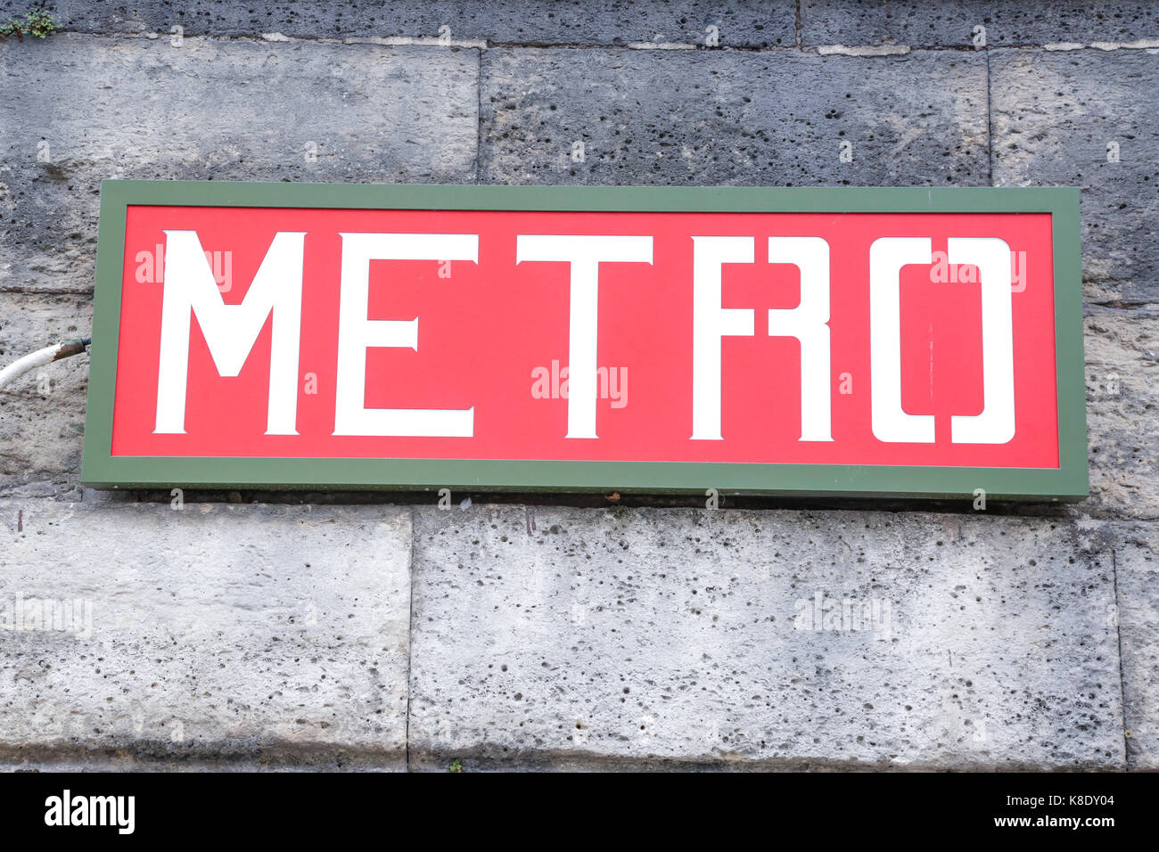 Paris, France: metro logo signs, outside place de la concorde in the central district of Paris Stock Photo