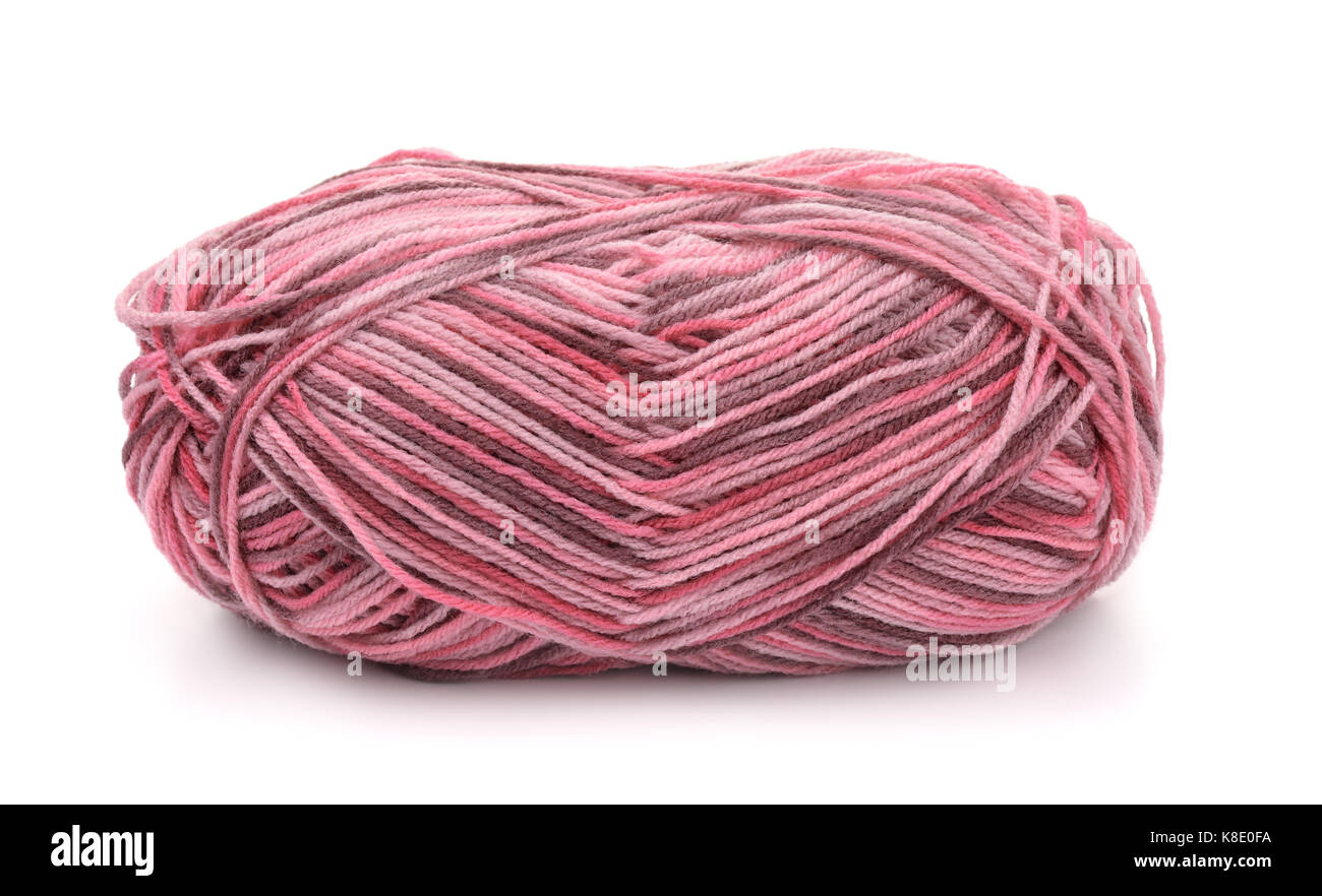 Skein of multicolor acrylic  knitting yarn isolated on white Stock Photo