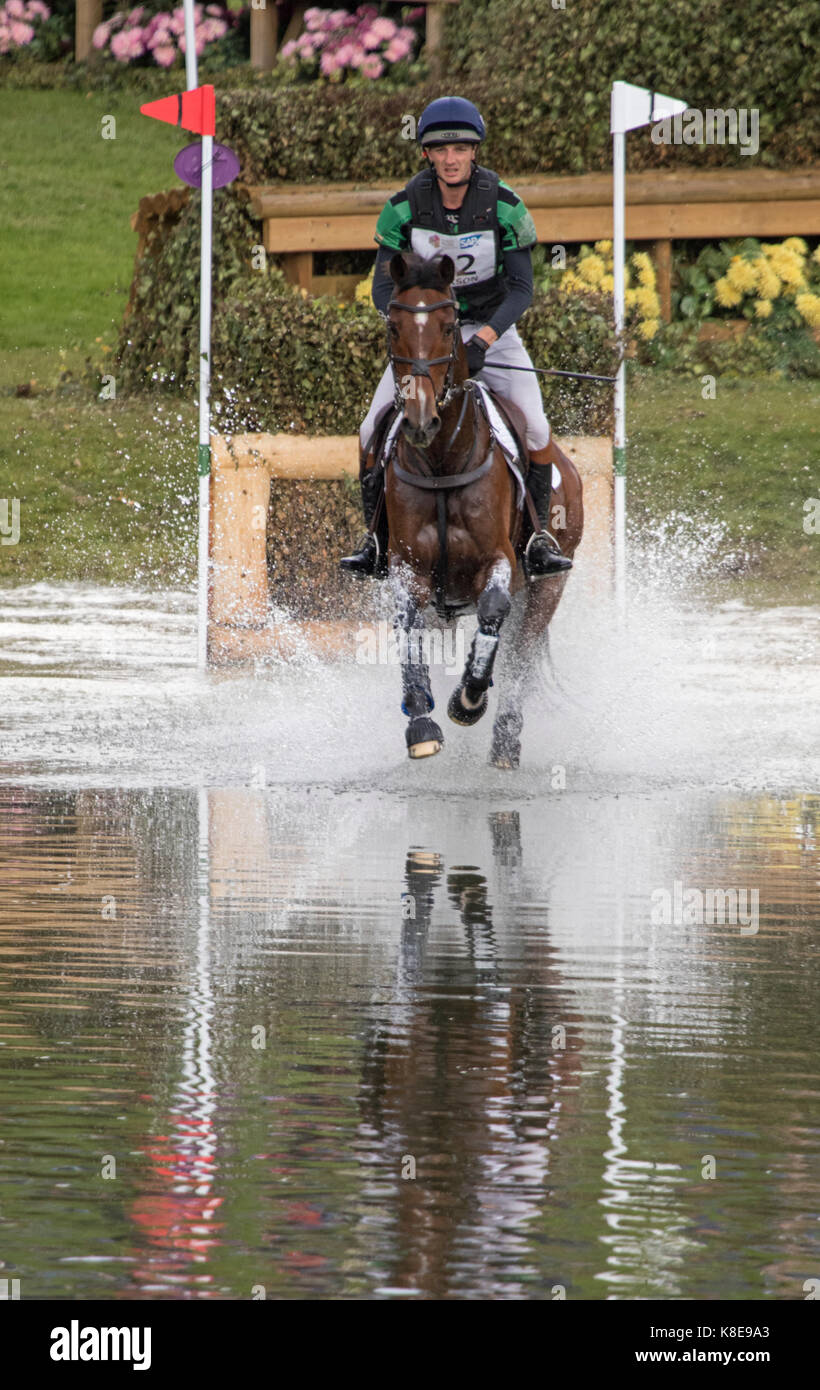 Tom Jackson on Waltham Fiddlers Find, SsangYong Blenheim Palace International Horse Trials 16th September 2017 Stock Photo
