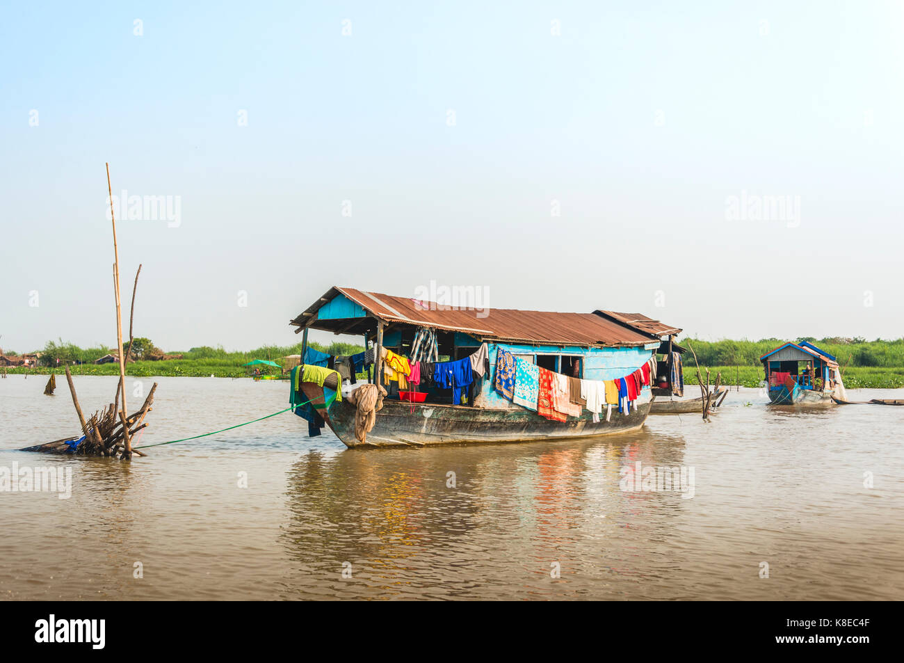 Houseboat, floating village, boat trip, Tonle Sap Lake, Cambodia