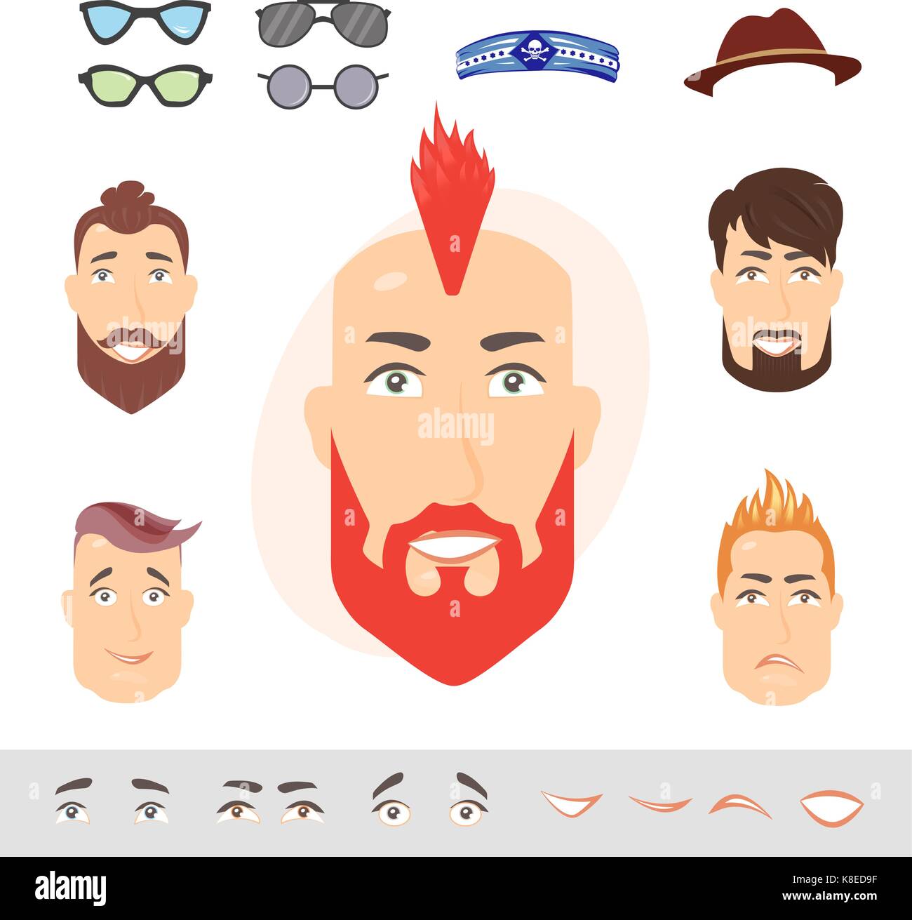 Man face emotions constructor Stock Vector Image & Art - Alamy