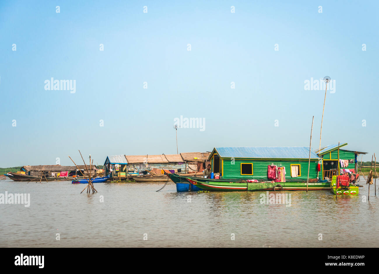 Houseboat, floating village, boat trip, Tonle Sap Lake, Cambodia