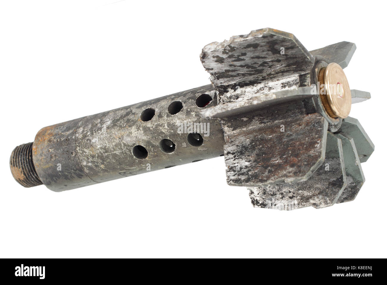 fragment of mortar bomb isolated Stock Photo Alamy