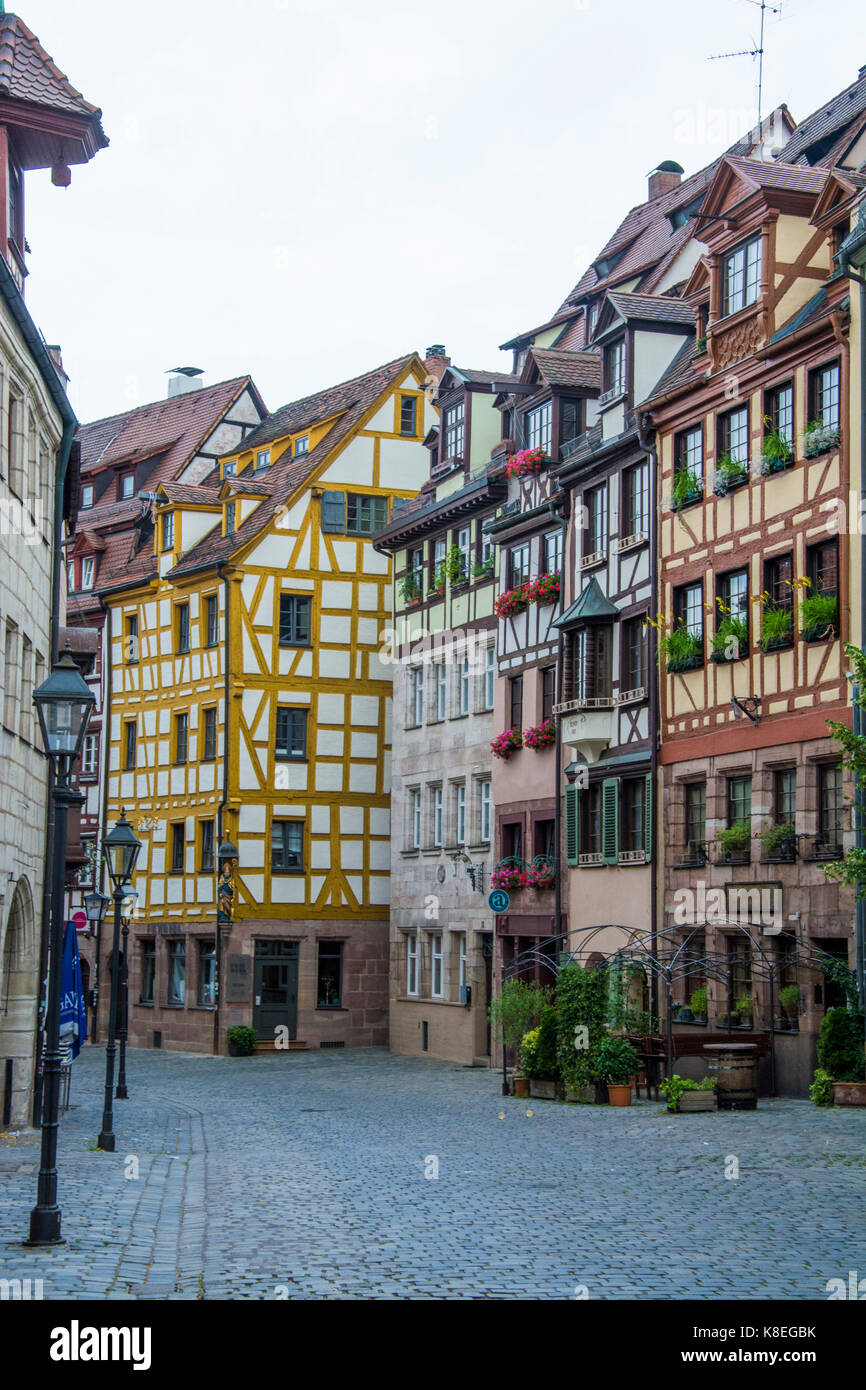 Medieval halftimbered houses in Nuremberg, Bavaria, Germany Stock