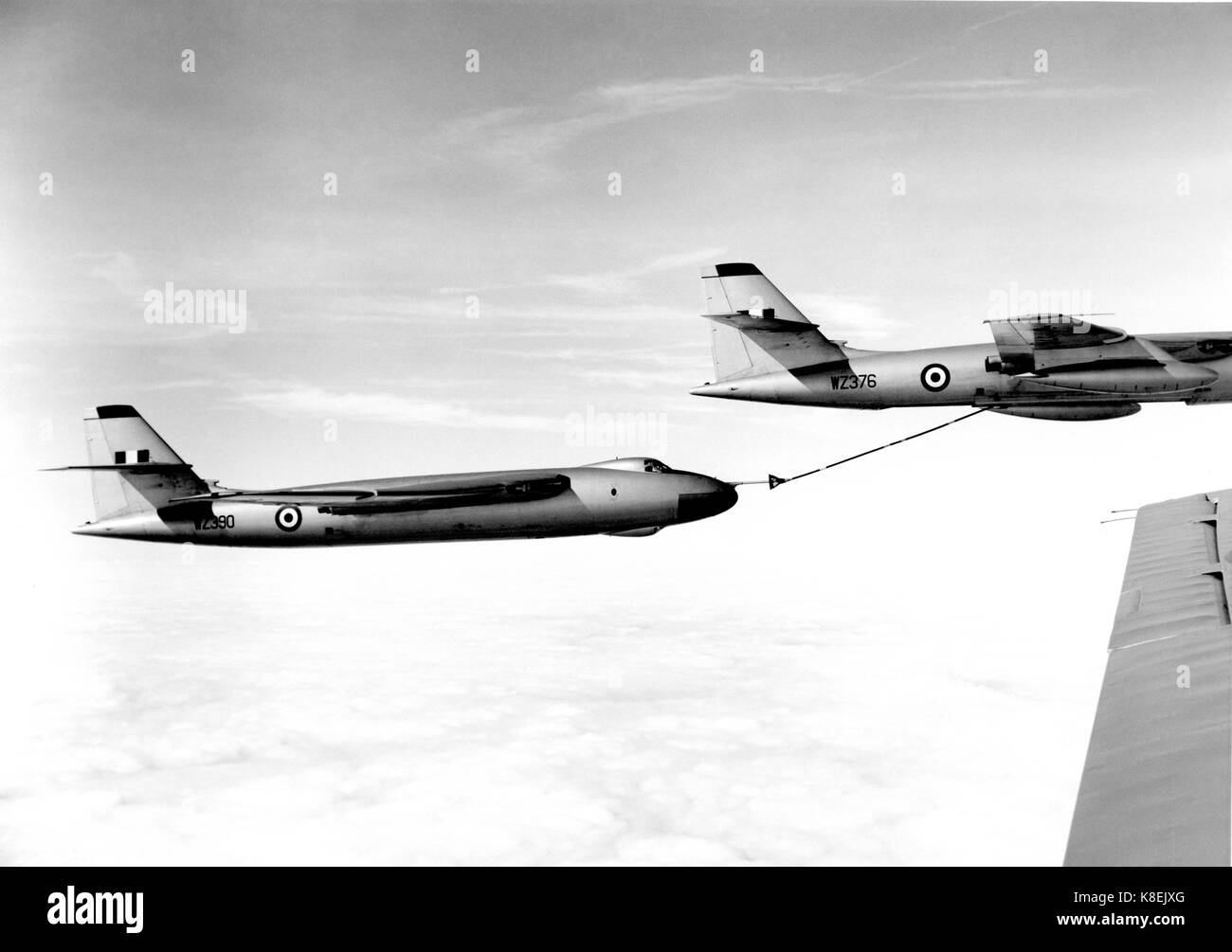 Vickers Valiant tanker aircraft refuelling in air. Stock Photo