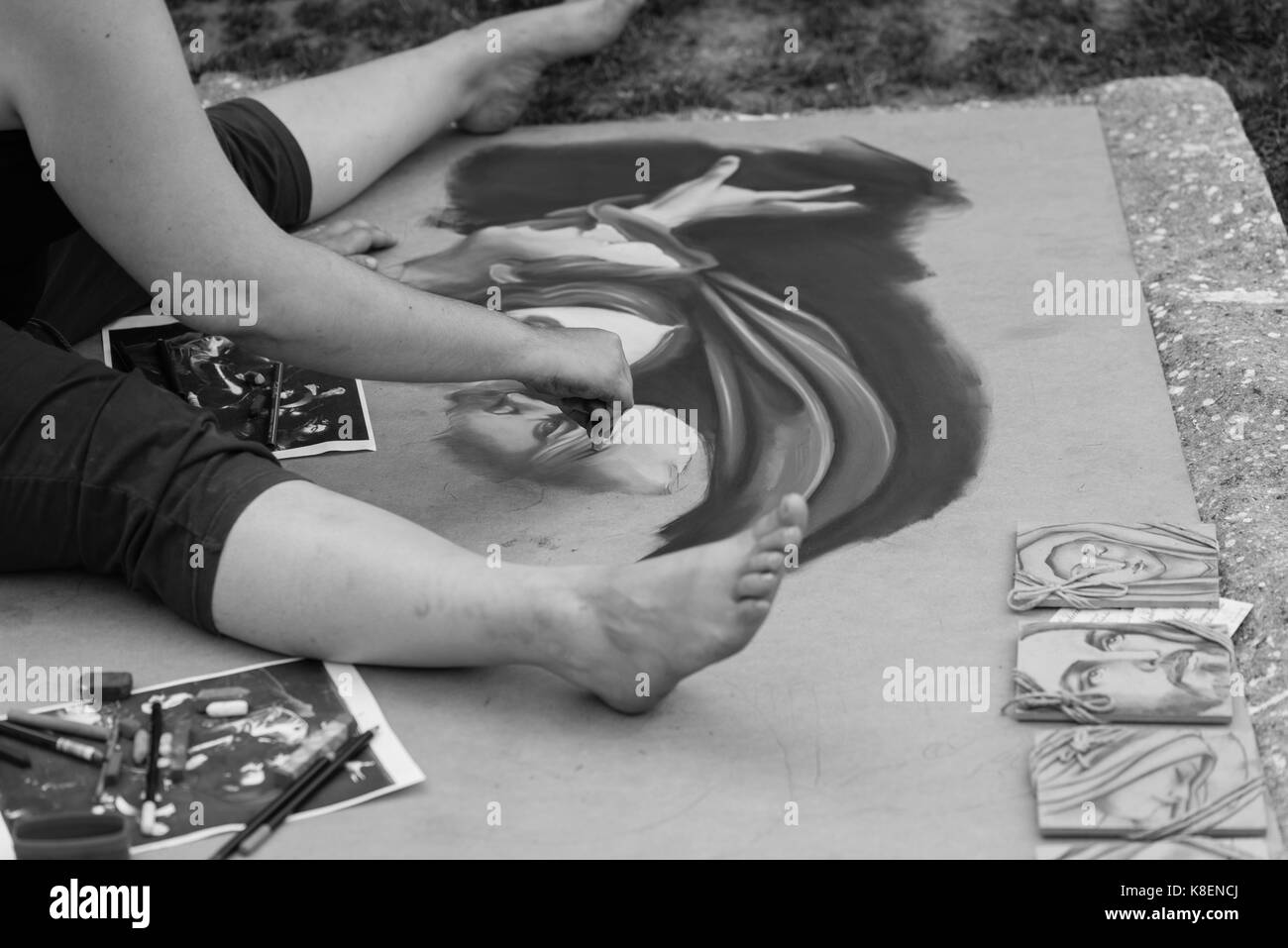 Creating art. Hands at work Stock Photo