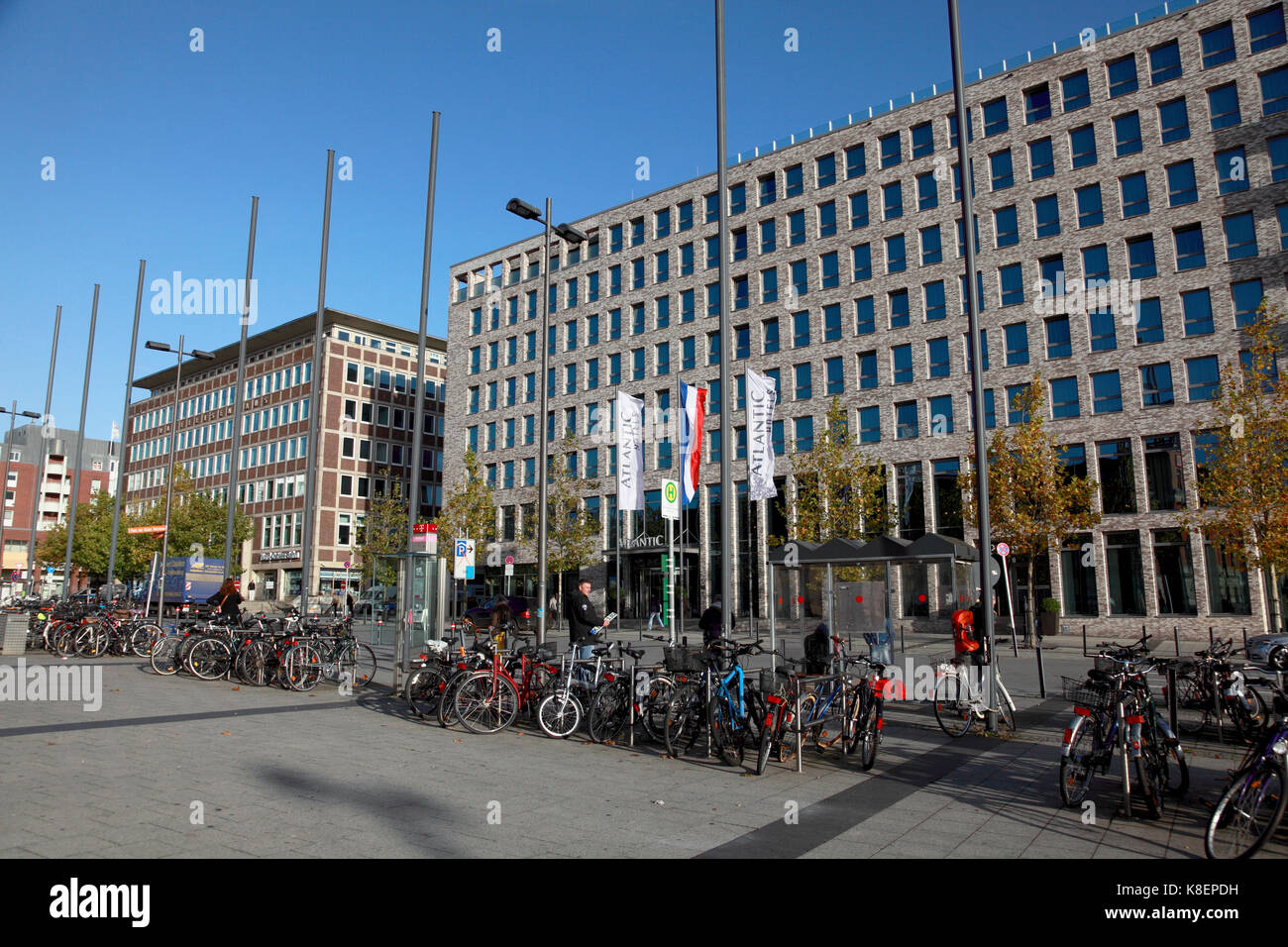 The Atlantic Hotel (right) and the Raiffeisenhaus office block which face  the main railway station in Kiel, Schleswig Holstein, north Germany Stock  Photo - Alamy