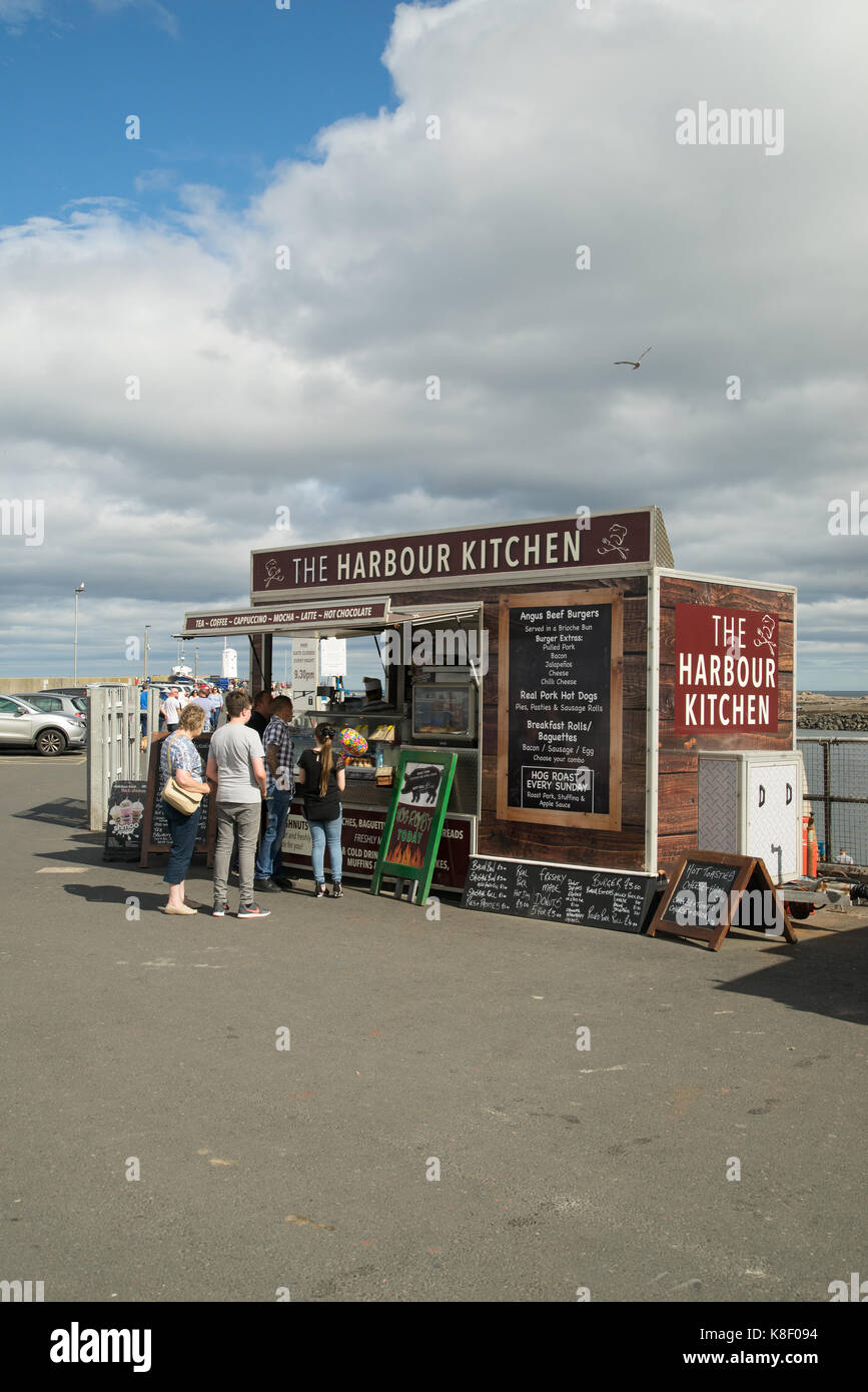 Fast food stand at Seahouses harbour, Northumberland, England Stock
