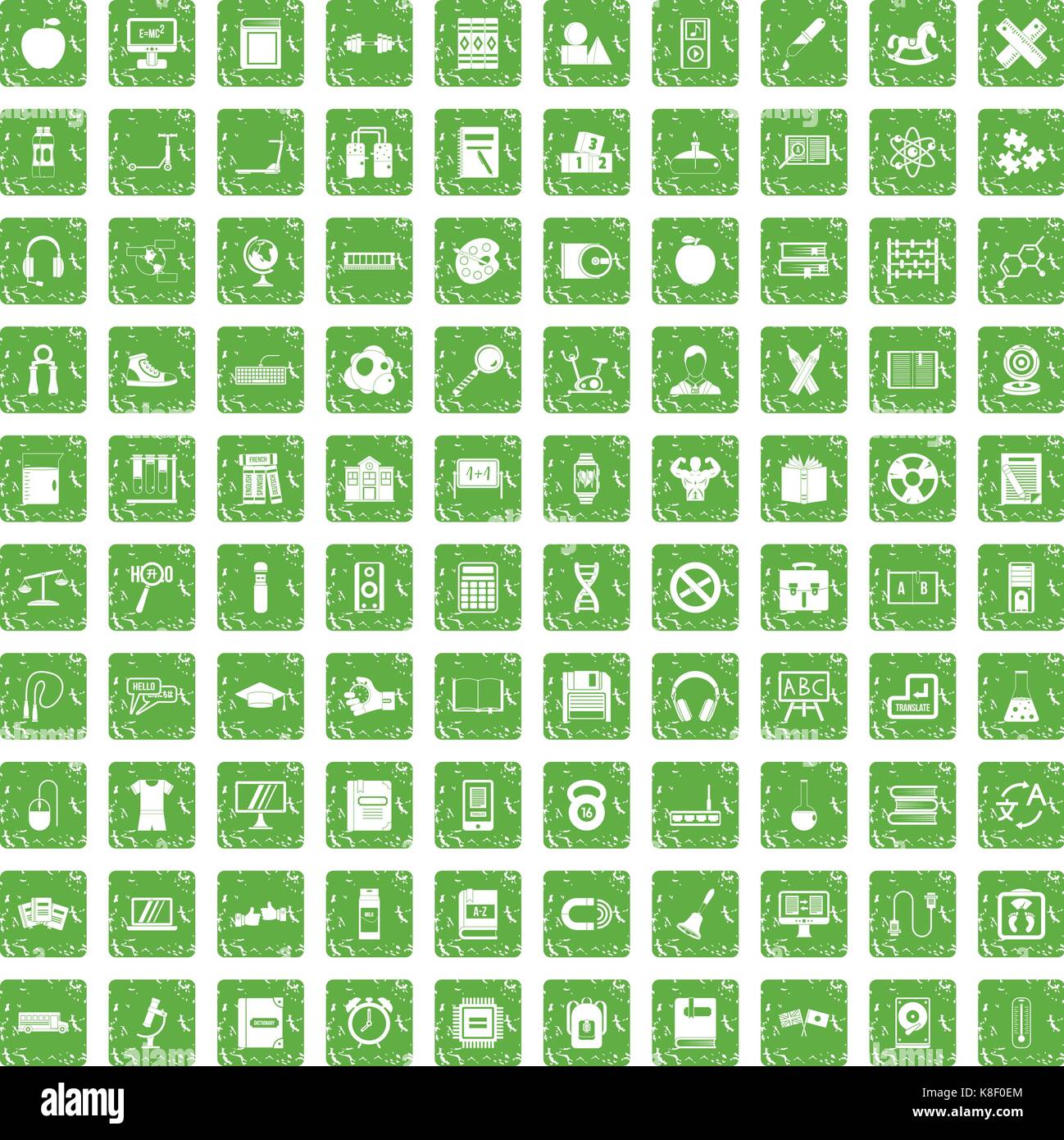 100 learning kids icons set grunge green Stock Vector Image & Art - Alamy