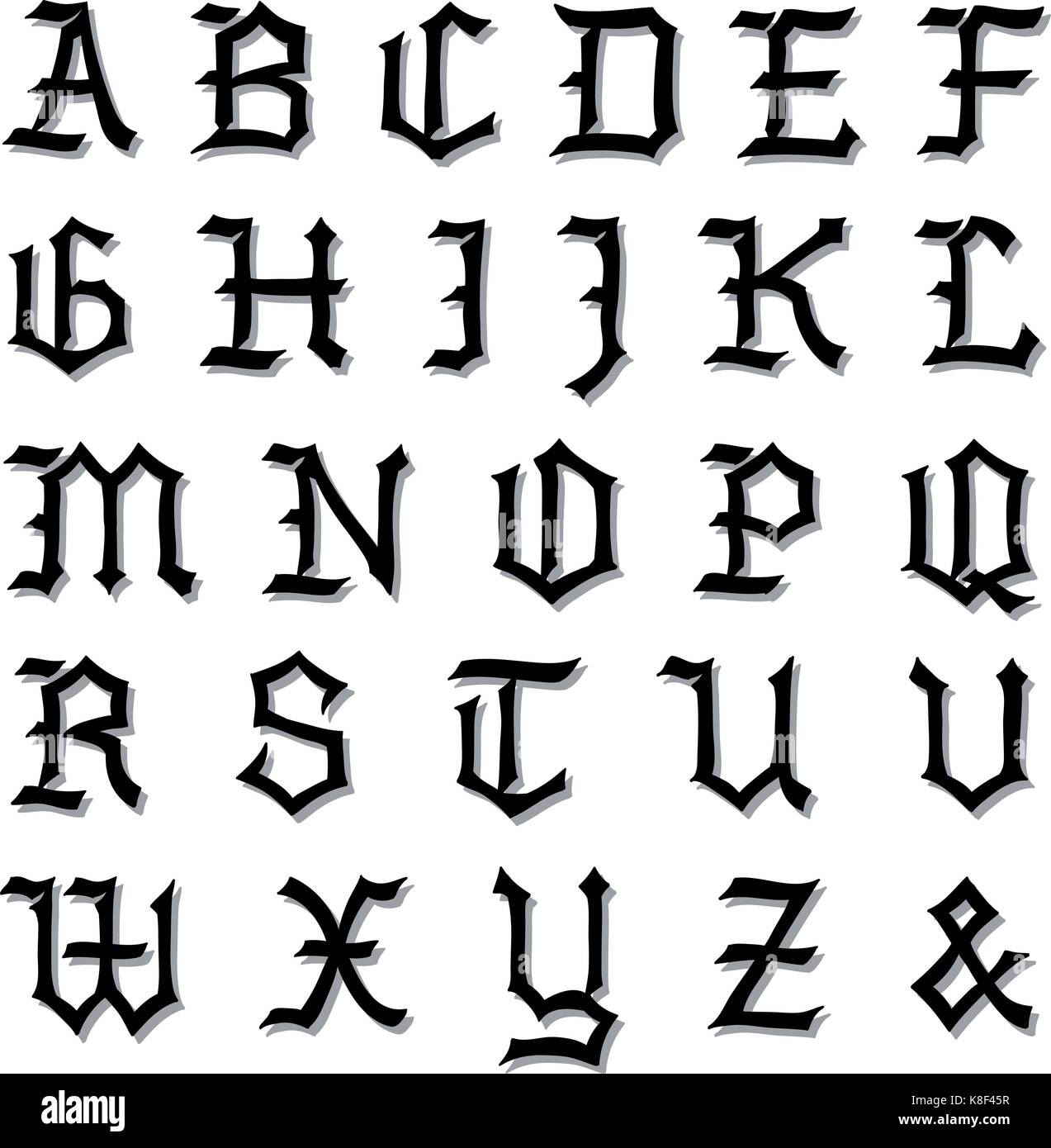 gothic calligraphy alphabet a z