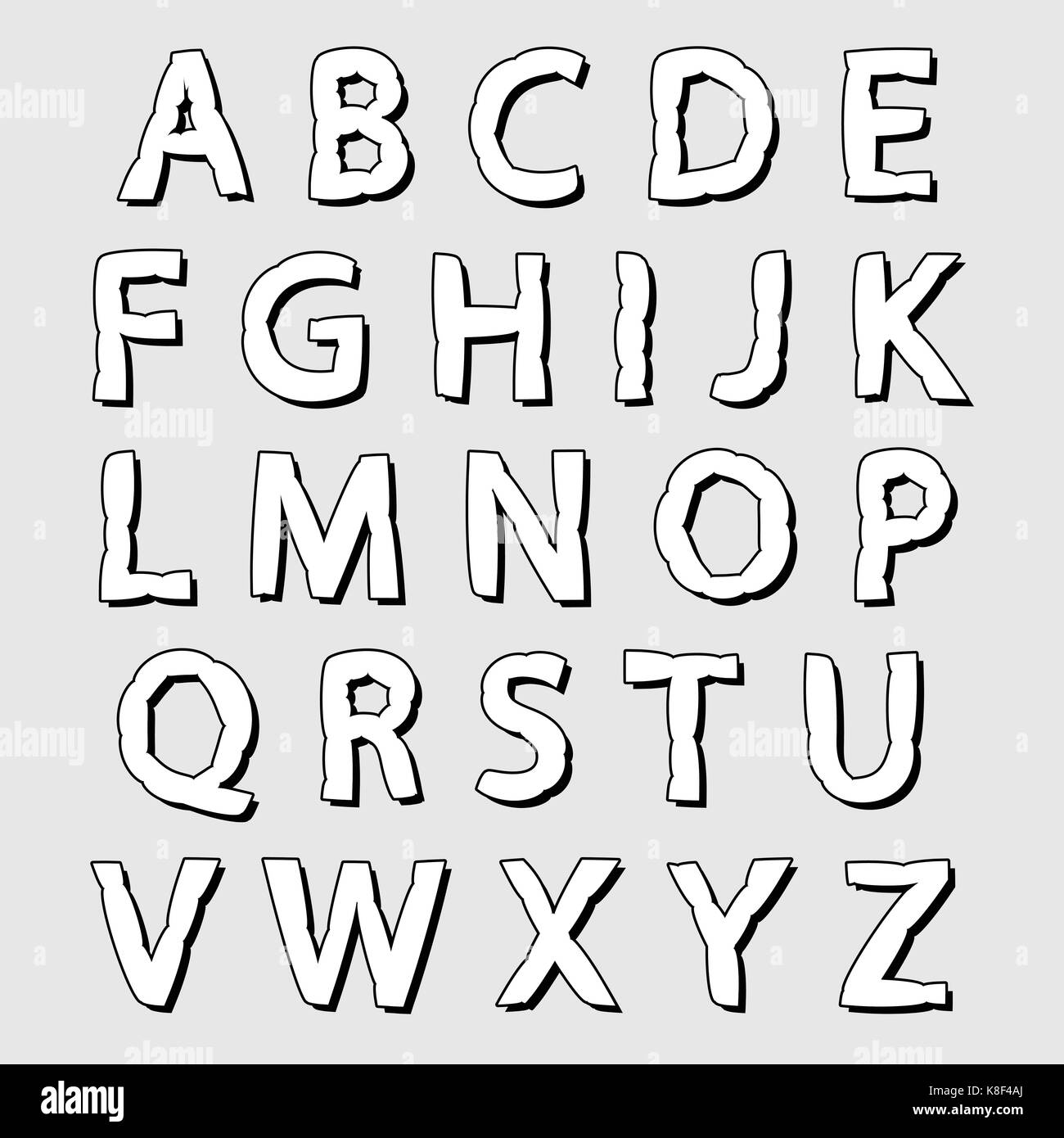 Black White Hand Lettering Alphabet Design Stock Illustration 522330883