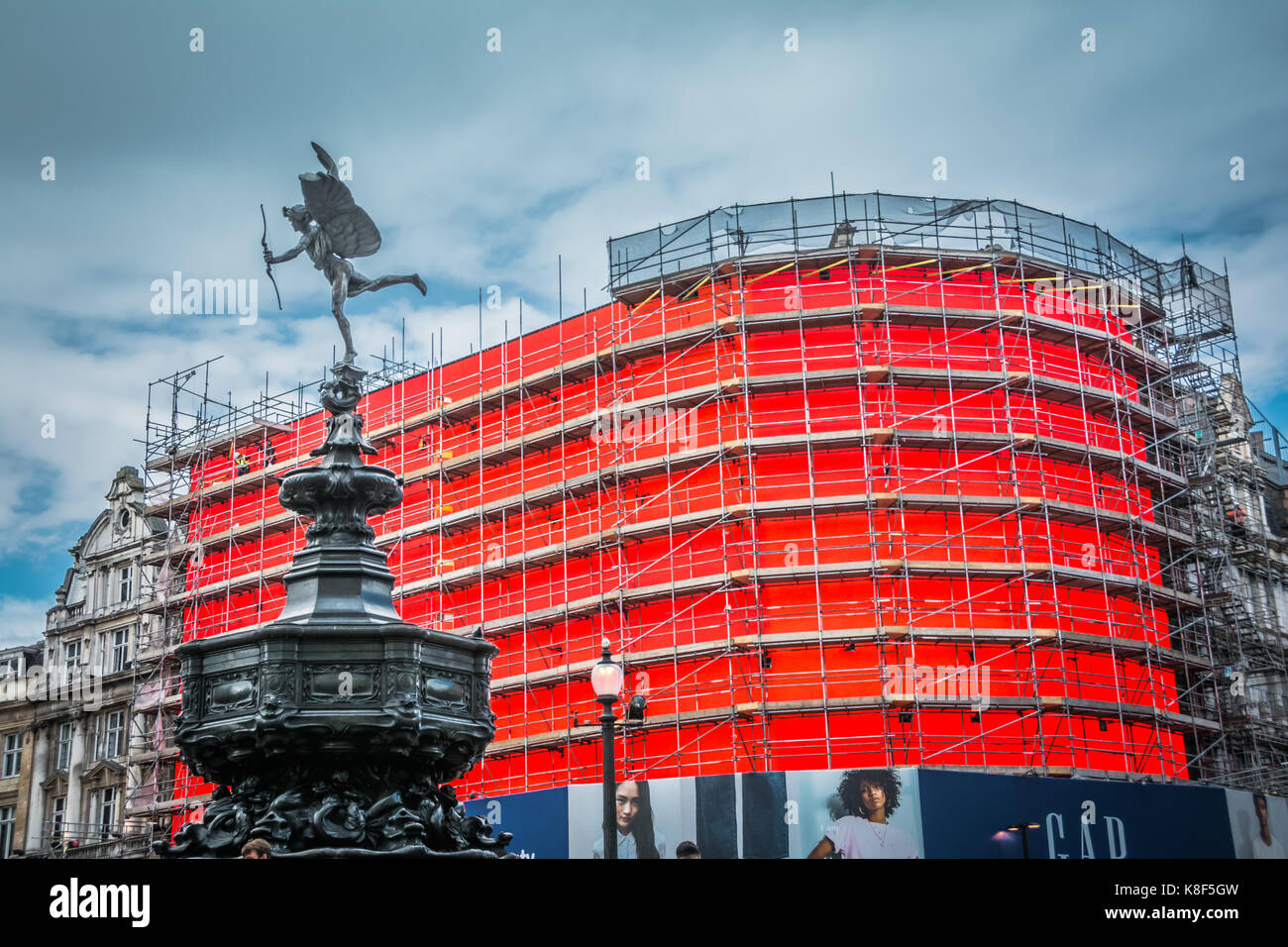 Piccadilly Lights, the world famous illuminated advertising boards, undergoing a high-tech upgrade and makeover before switch-on in autumn 2017. Stock Photo