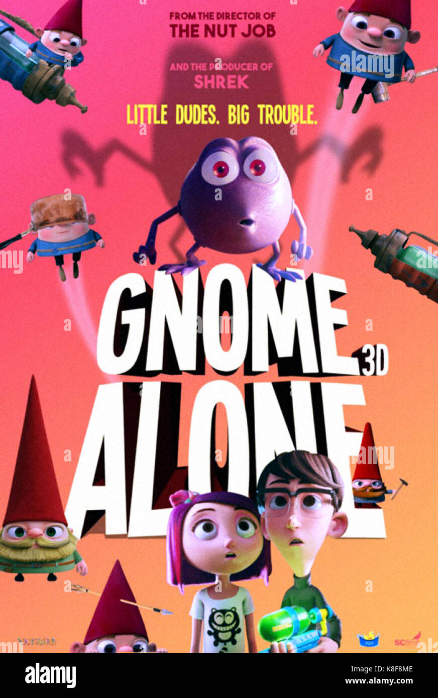 GNOME ALONE, poster, from left, bottom, Chloe (voice: Becky G.), Liam