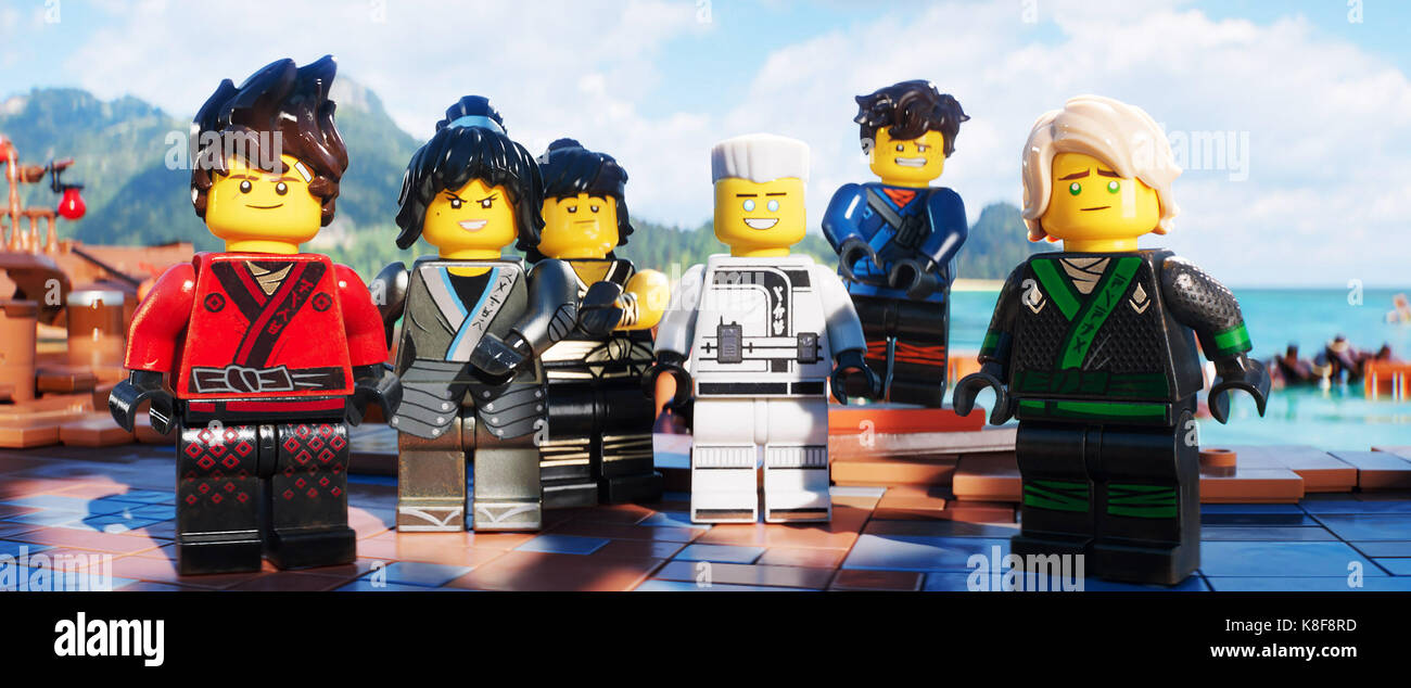 THE LEGO NINJAGO MOVIE, from left, Kai (voice: Michael Pena), Nya (voice:  Abbi Jacobson), Cole (voice: Fred Armisen), Zane (voice: Zach Woods), Jay  (voice: Kumail Nanjiani), Lloyd (voice: Dave Franco), 2017. ©Warner