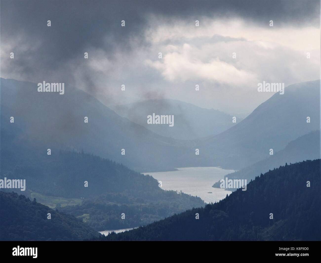 Thirlmere under grey skies, Lake District, Cumbria, United Kingdom Stock Photo
