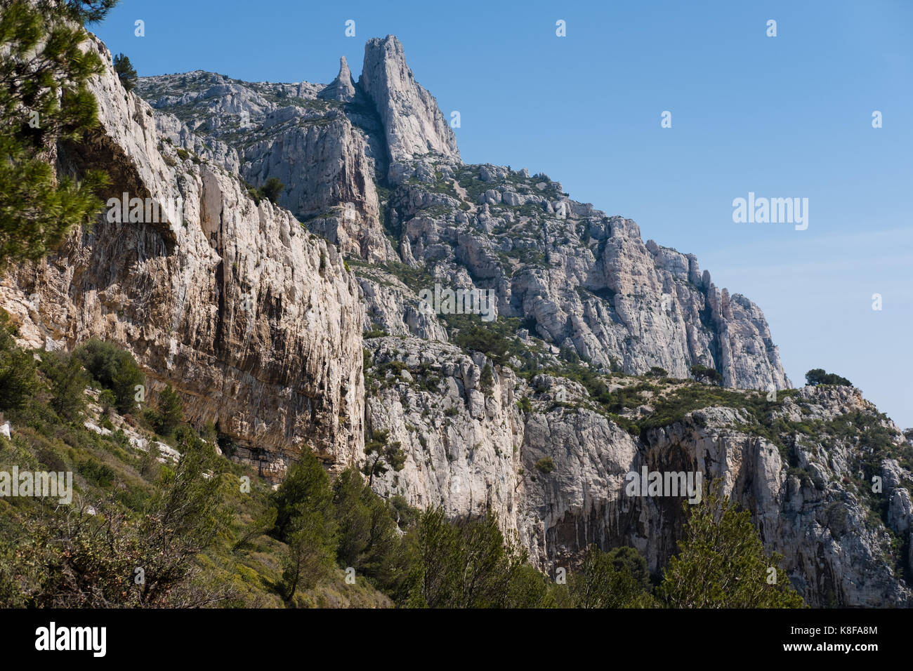 La Candelle rock Calanque de Sugiton,Calanques National Park, southern France Stock Photo