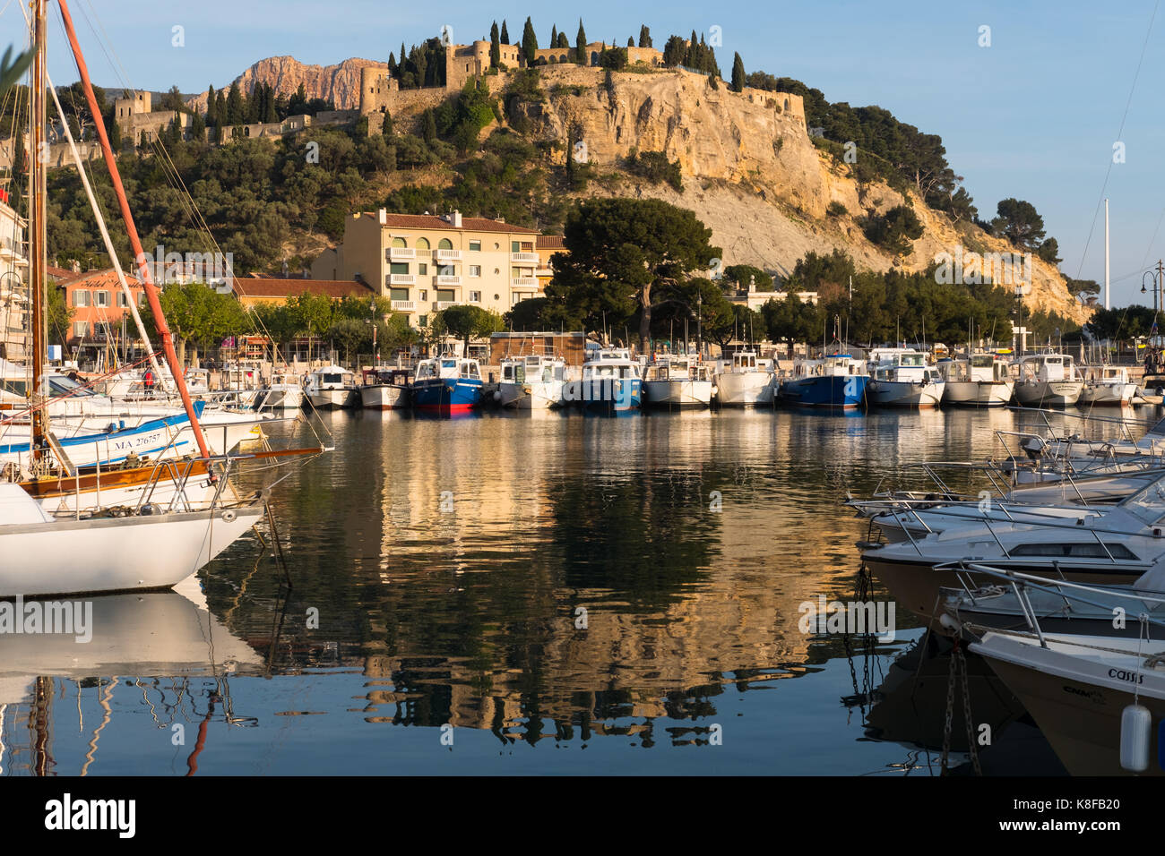 Marina in Cassis,  department of Bouches-du-Rhône in the Provence-Alpes-Côte d'Azur region in southern France Stock Photo
