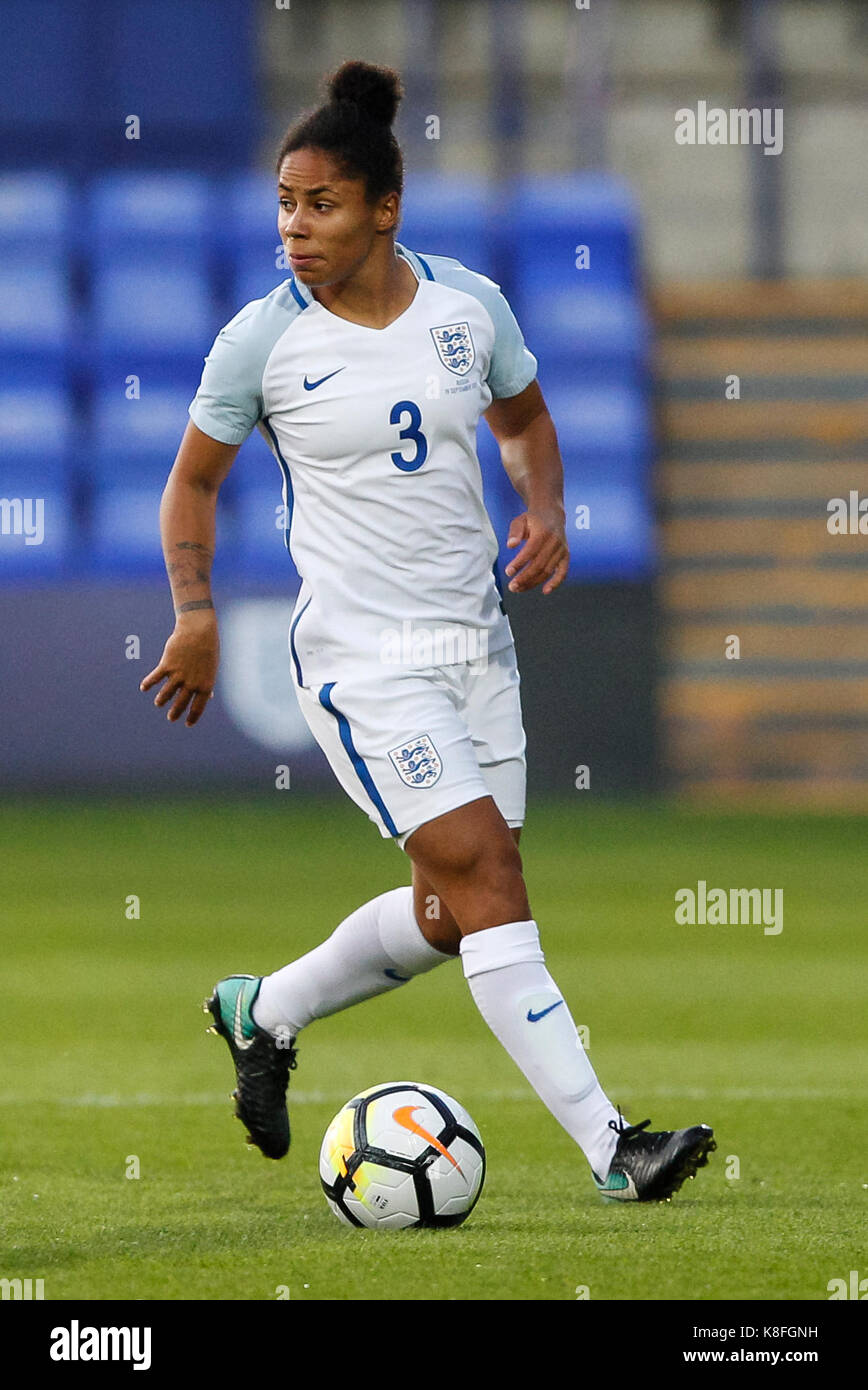 Demi Stokes of England during the FIFA World Cup 2019 Qualifying Group 1 match between England Women and Russia Women at Prenton Park on September 19th 2017 in Birkenhead, England. (Photo by Daniel Chesterton/phcimages.com) Stock Photo