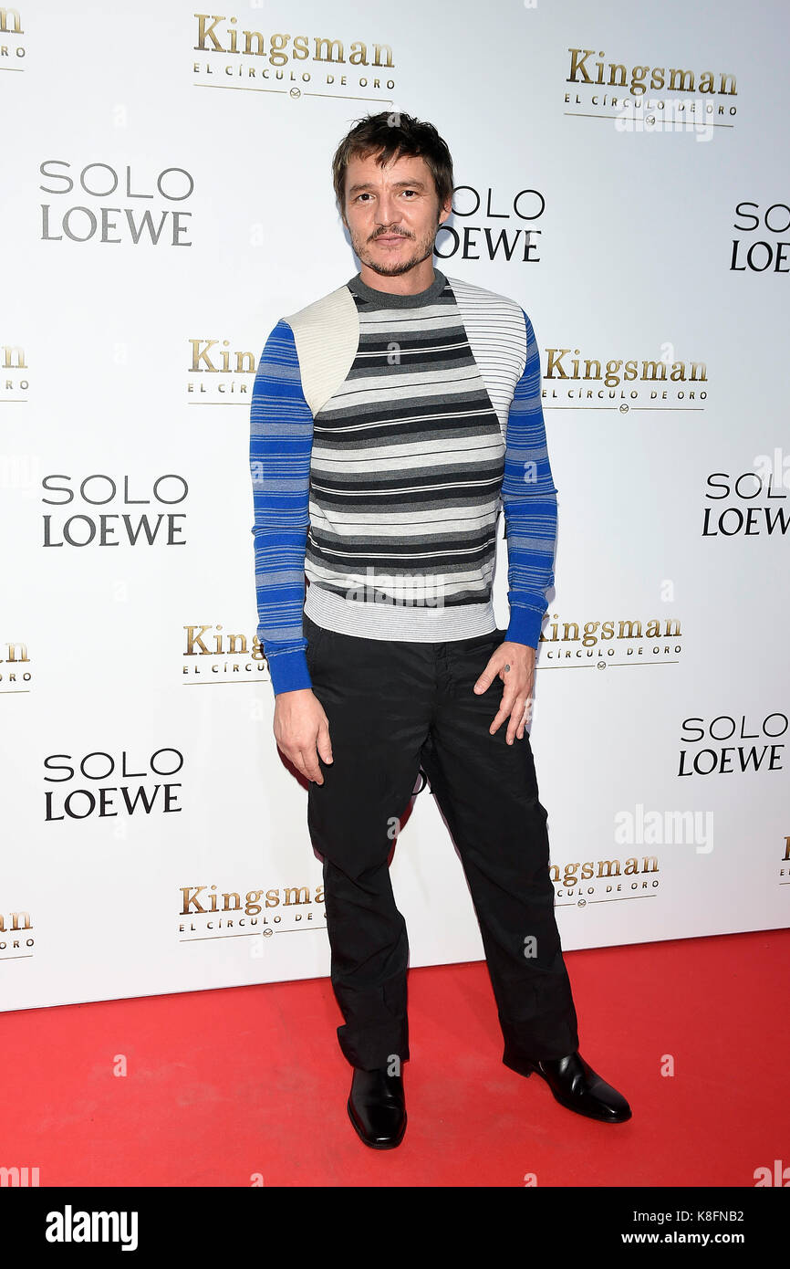 Actor Pedro Pascal during the launch of the new perfume campaign "Solo Loewe"  and the premiere of the movie "Kingsman: The Golden Circle" in Madrid on  Tuesday 19 September 2017. Credit: Gtres