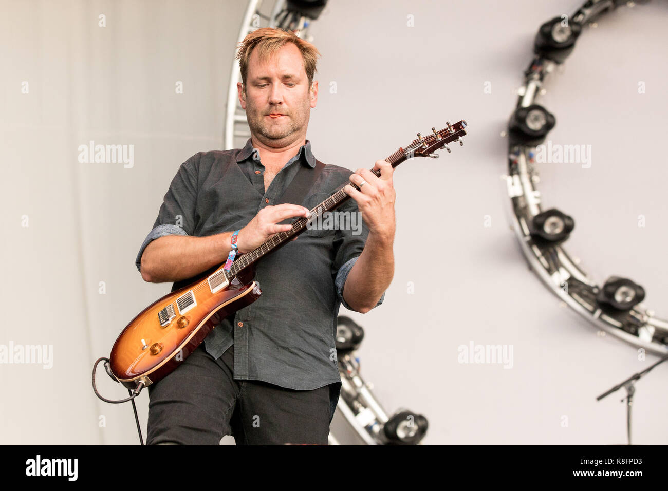 Chicago, Illinois, USA. 17th Sep, 2017. DAVE KNUDSON of Minus The Bear during Riot Fest Music Festival at Douglas Park in Chicago, Illinois Credit: Daniel DeSlover/ZUMA Wire/Alamy Live News Stock Photo