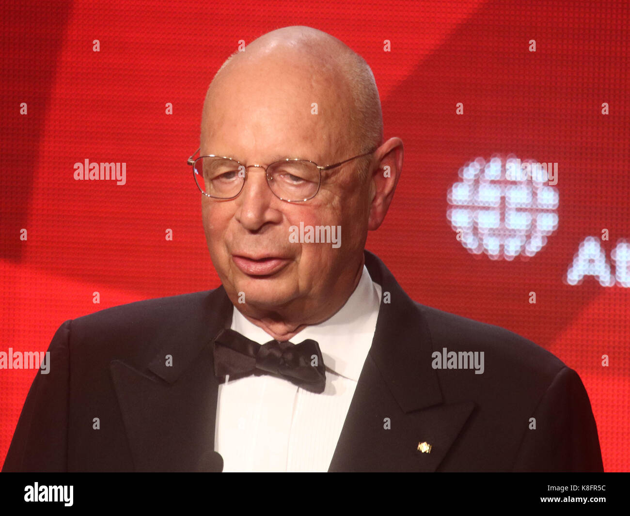 New York, New York, USA. 19th Sep, 2017. Founder and Executive Chairman of the World Economic Forum, presenter KLAUS SCHWAB attends the Atlantic Council 2017 Global Citizen Awards held at the Intrepid Sea, Air, & Space Museum. Credit: Nancy Kaszerman/ZUMA Wire/Alamy Live News Stock Photo