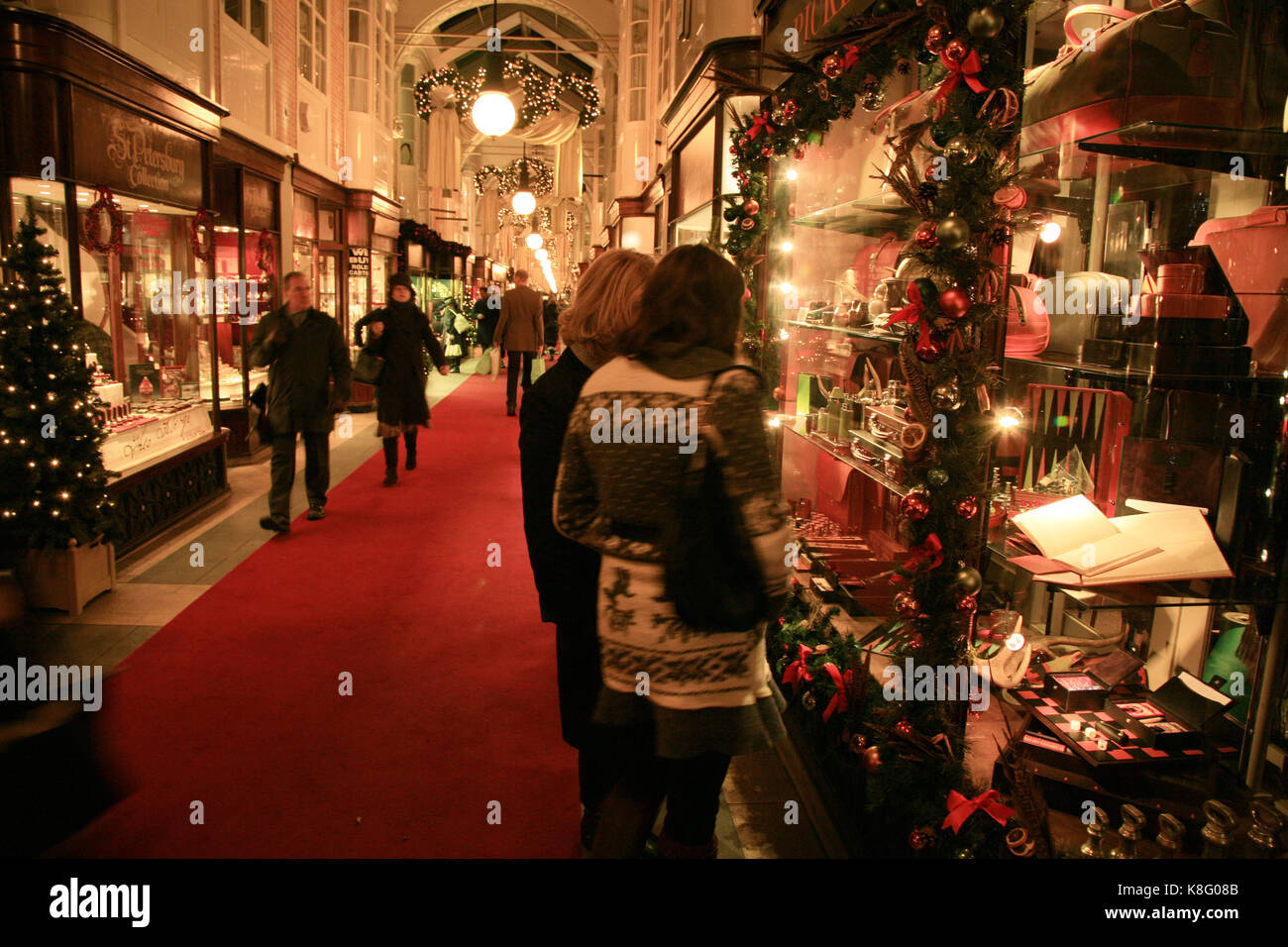 London, UK - December 21, 2010: Inside view of Burlington Arcade, 19th century European shopping gallery, behind Bond Street from Piccadilly through t Stock Photo