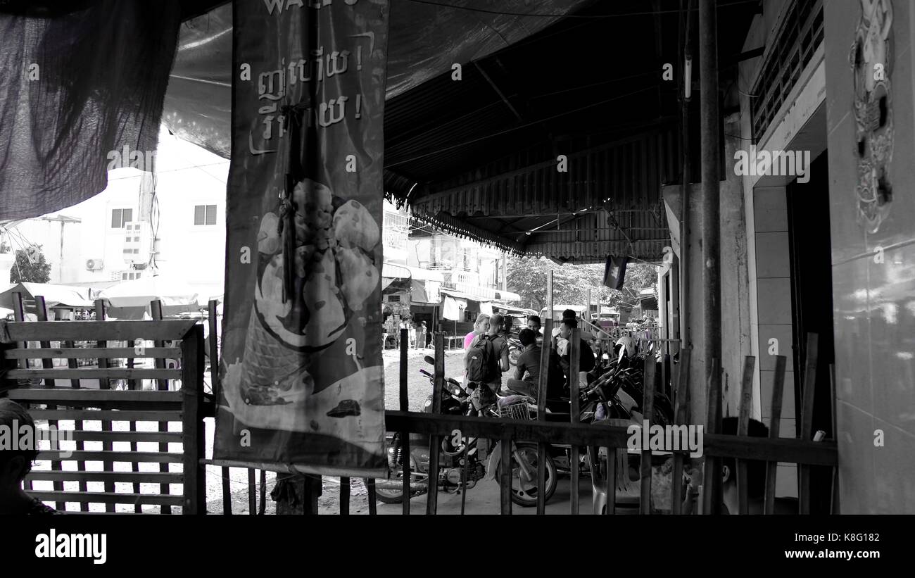 City Bus route1 near Chbar Ampov Monivong Bridge bus stop in Phnom Penh