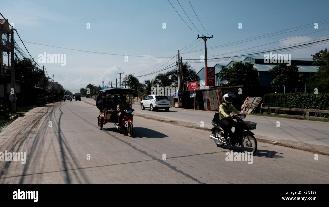 City Bus route1 near Chbar Ampov Monivong Bridge bus stop in Phnom Penh