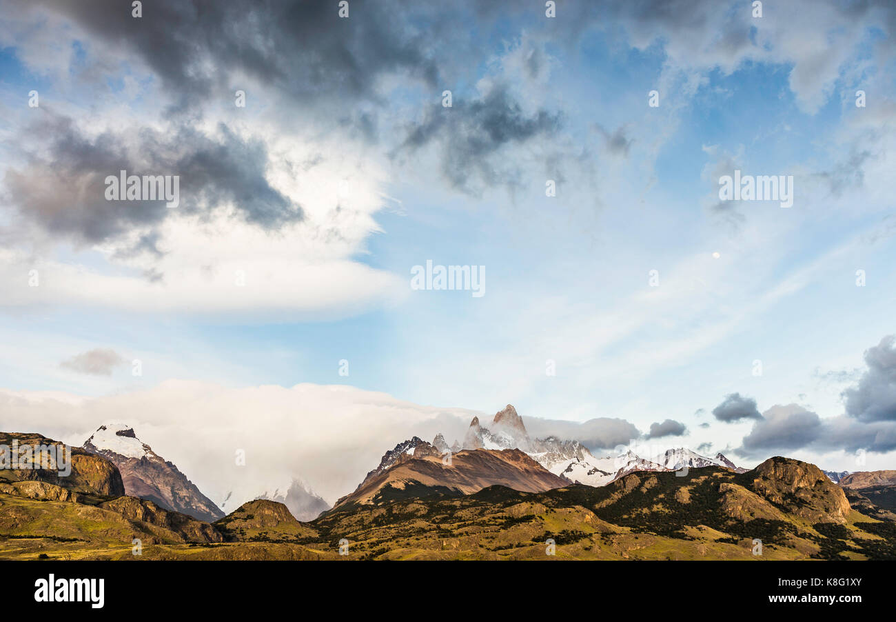 View of Fitz Roy mountain range in Los Glaciares National Park, Patagonia, Argentina Stock Photo