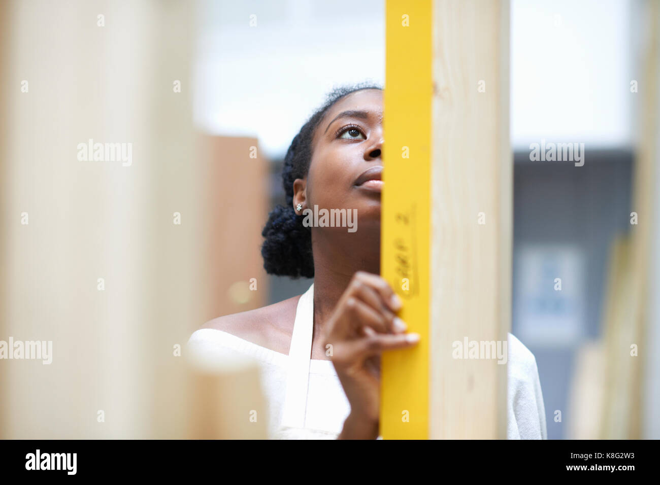 Student learning how to do building work Stock Photo