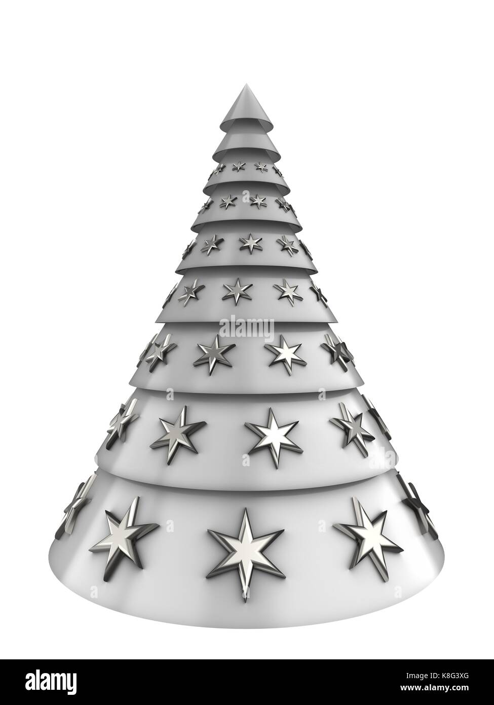 3d illustration of white Christmas tree over white background Stock ...