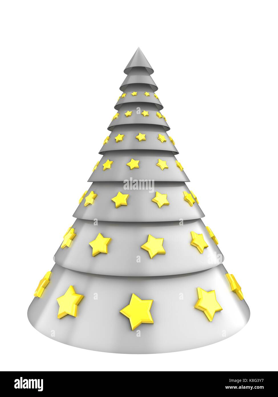 3d illustration of white Christmas tree over white background Stock ...