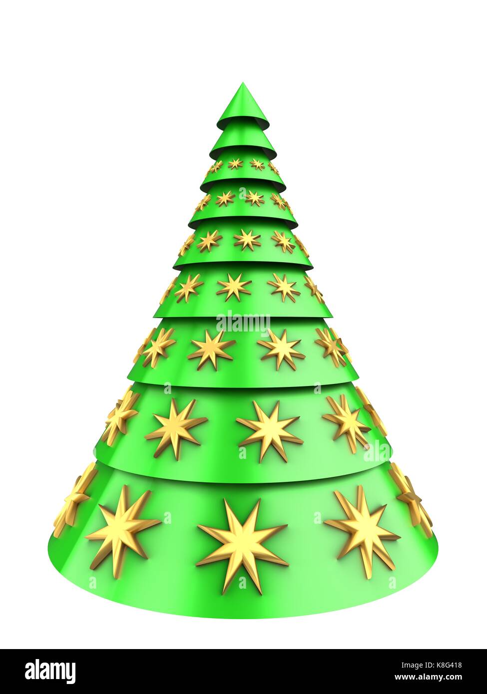 3d illustration of light green Christmas tree over white background ...