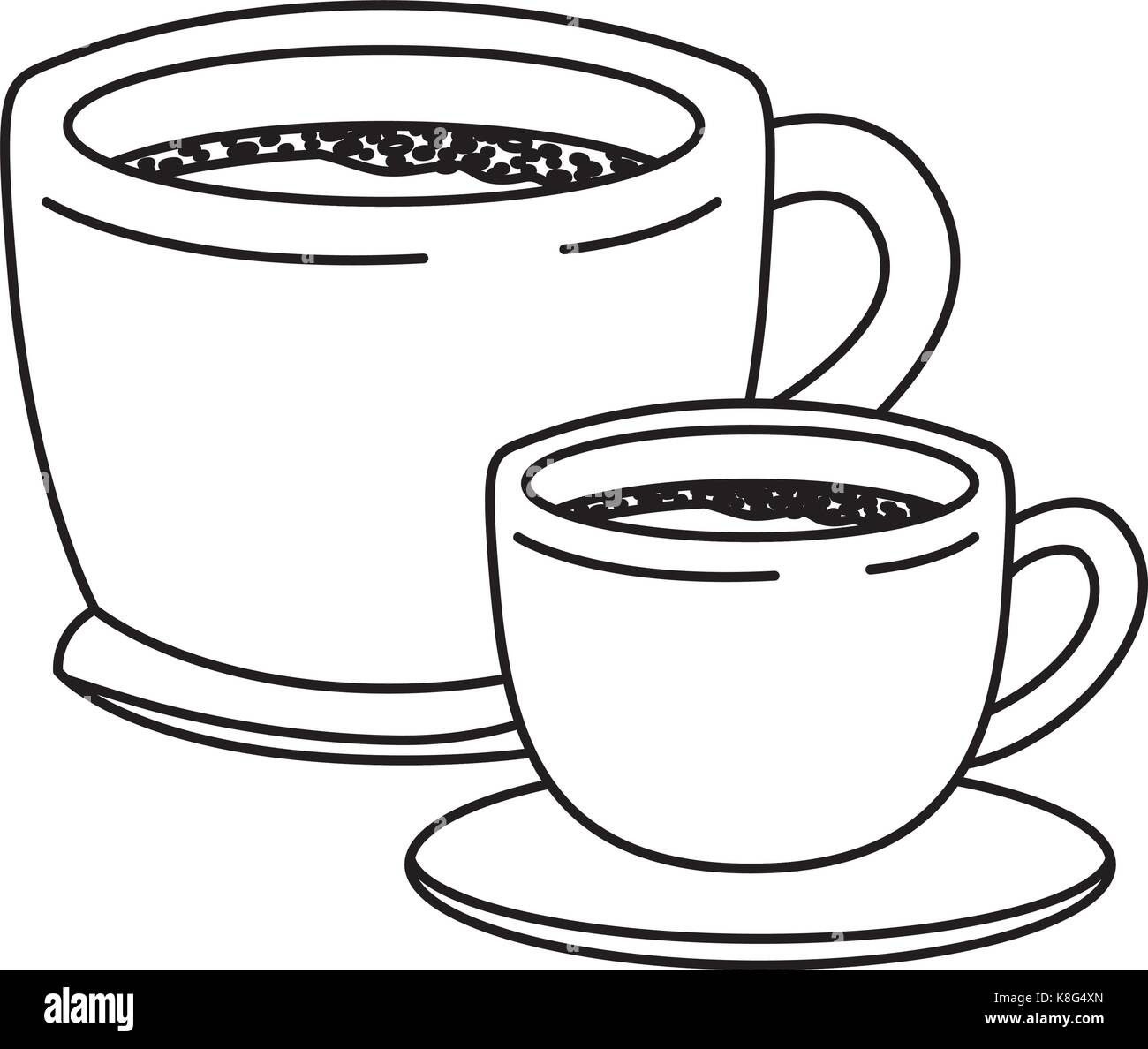 set big and small cup of coffee with handle monochrome silhouette Stock  Vector Image & Art - Alamy