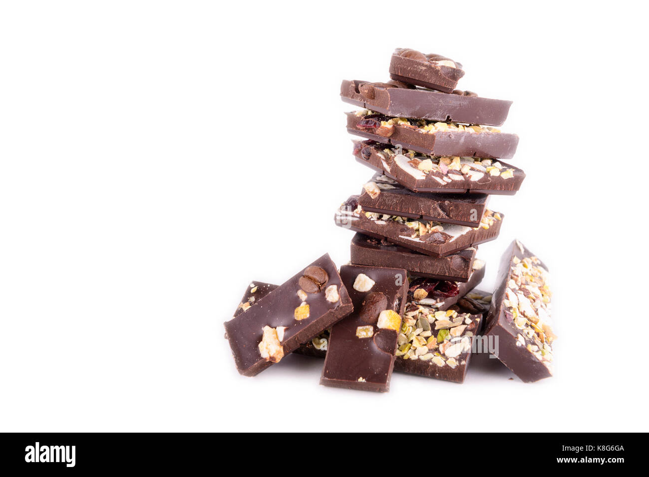 stack of chocolate on a white background Stock Photo - Alamy