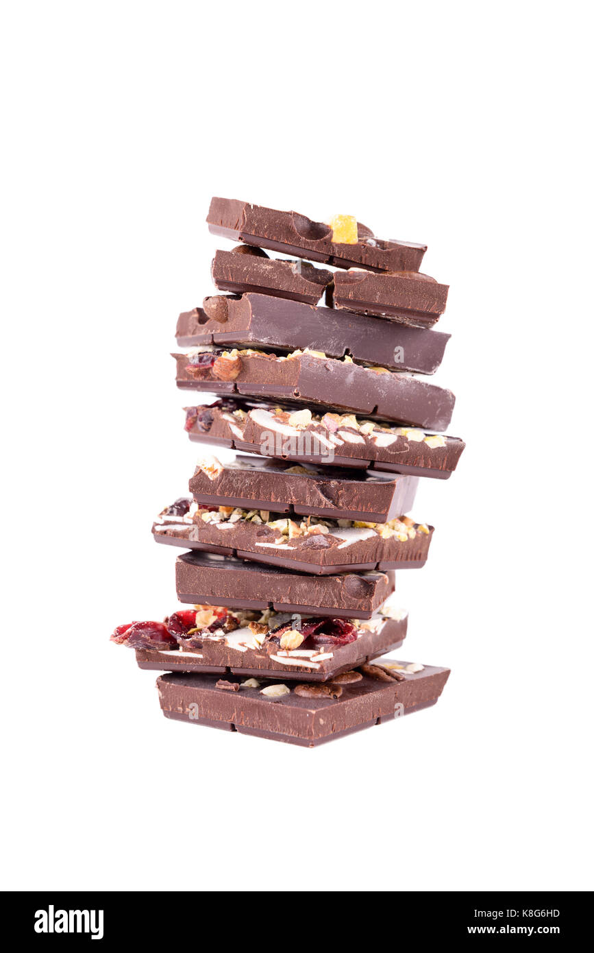 stack of chocolate on a white background Stock Photo - Alamy