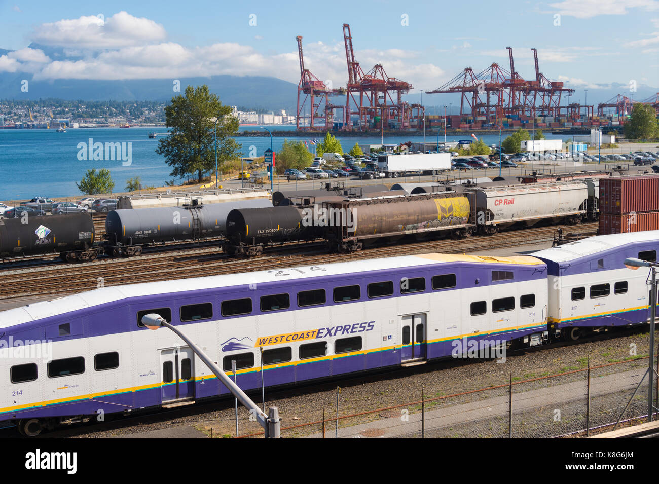 Vancouver, British Columbia, Canada - 13 September 2017: West Coast Express train near Waterfront station Stock Photo