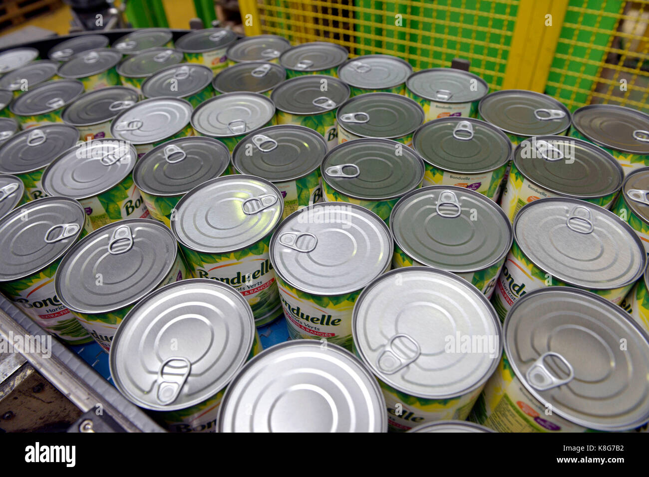 Estrees-Mons (northern France): Bonduelle, French company producing processed vegetables. Canned products, packaging workshop. *** Local Caption *** Stock Photo