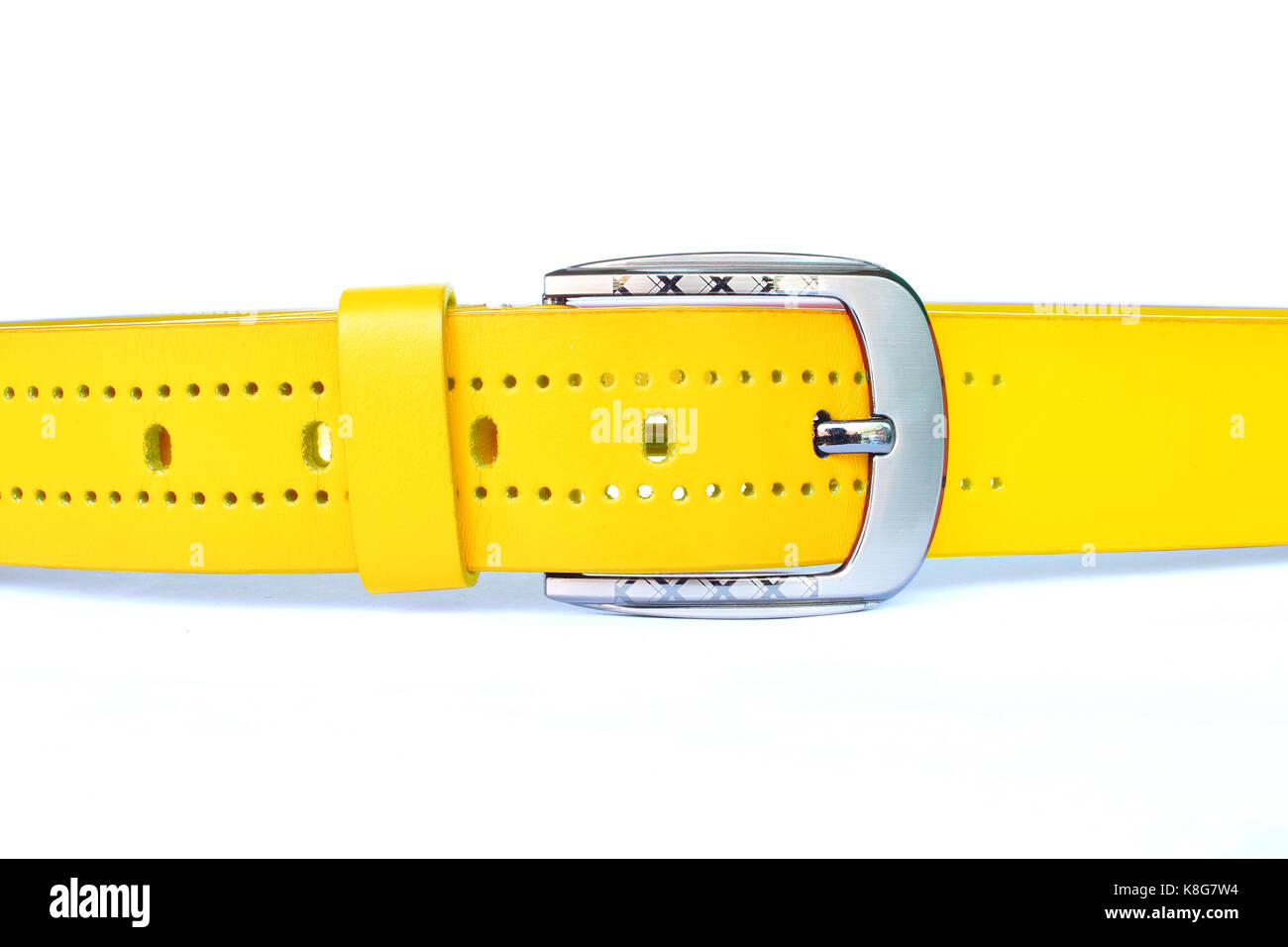 belt yellow color on isolated white Stock Photo Alamy
