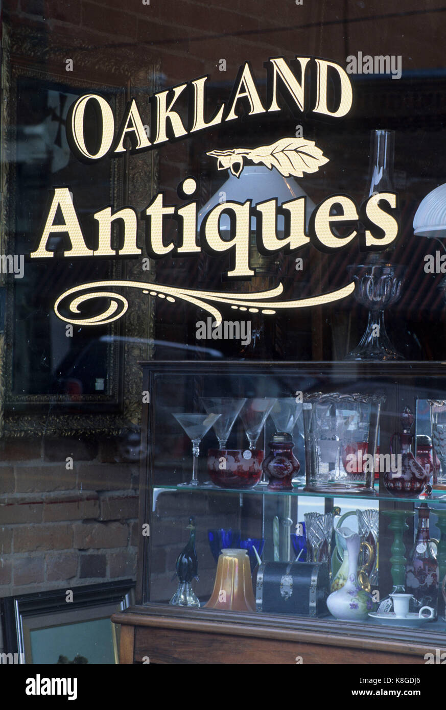 Antique store window, Oakland, Oregon Stock Photo Alamy